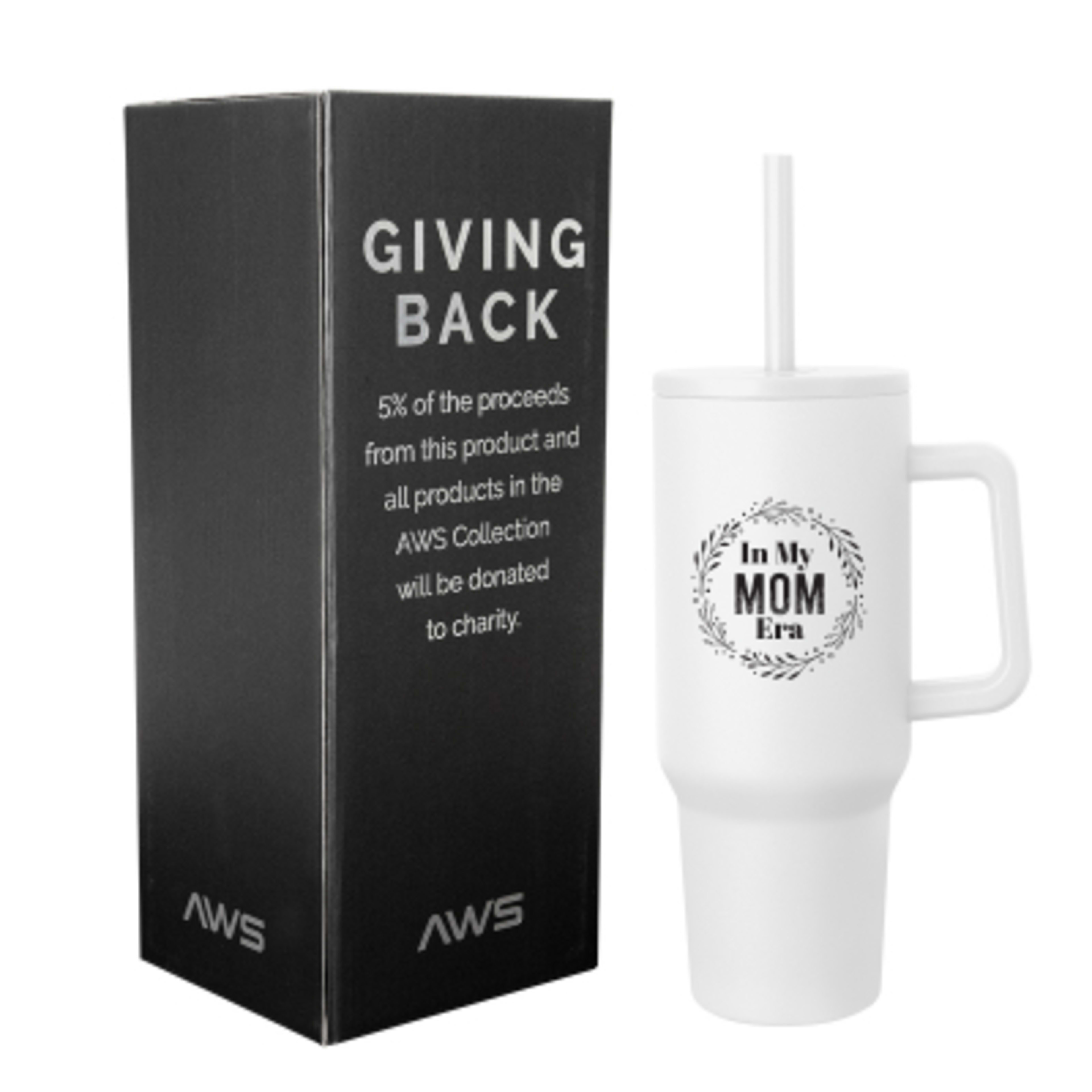 Insulated Tumbler Stainless Steel with Handle - 40 oz - White - Silkscreen - product view 2