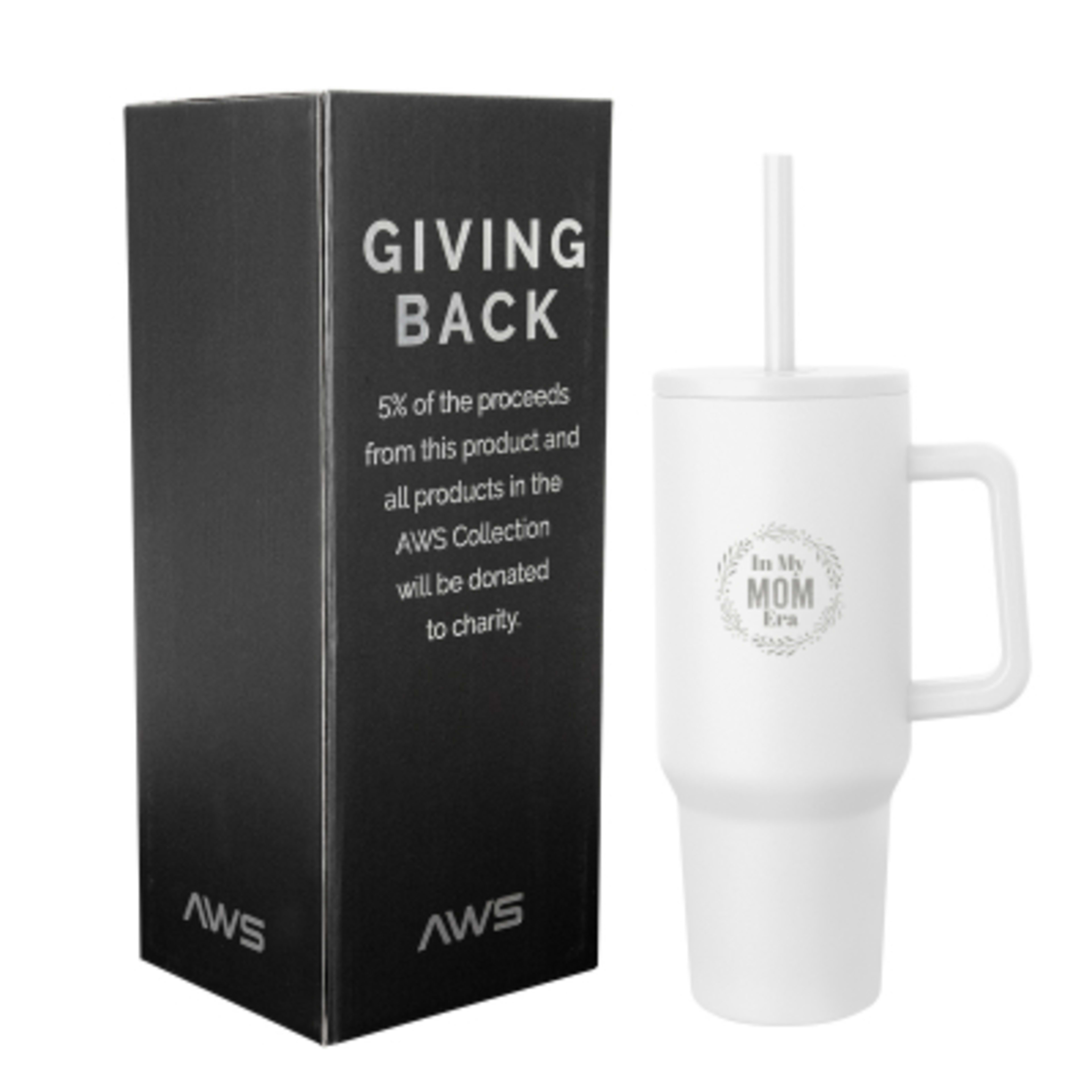 Insulated Tumbler Stainless Steel with Handle - 40 oz - White - Laser - product view 3