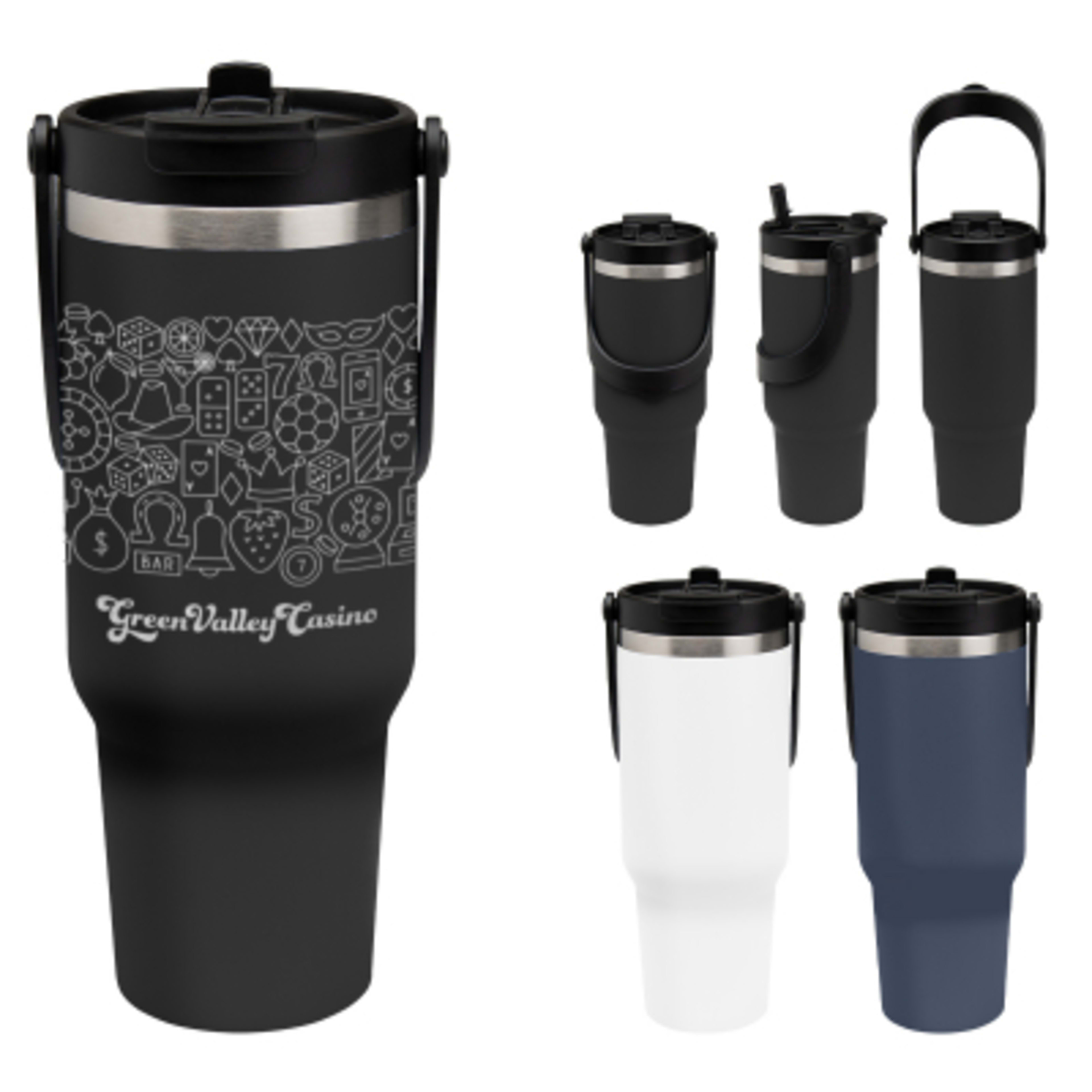 Insulated Tumbler Recycled Stainless Steel Full Laser - 40 oz - Group Shot - product view 1