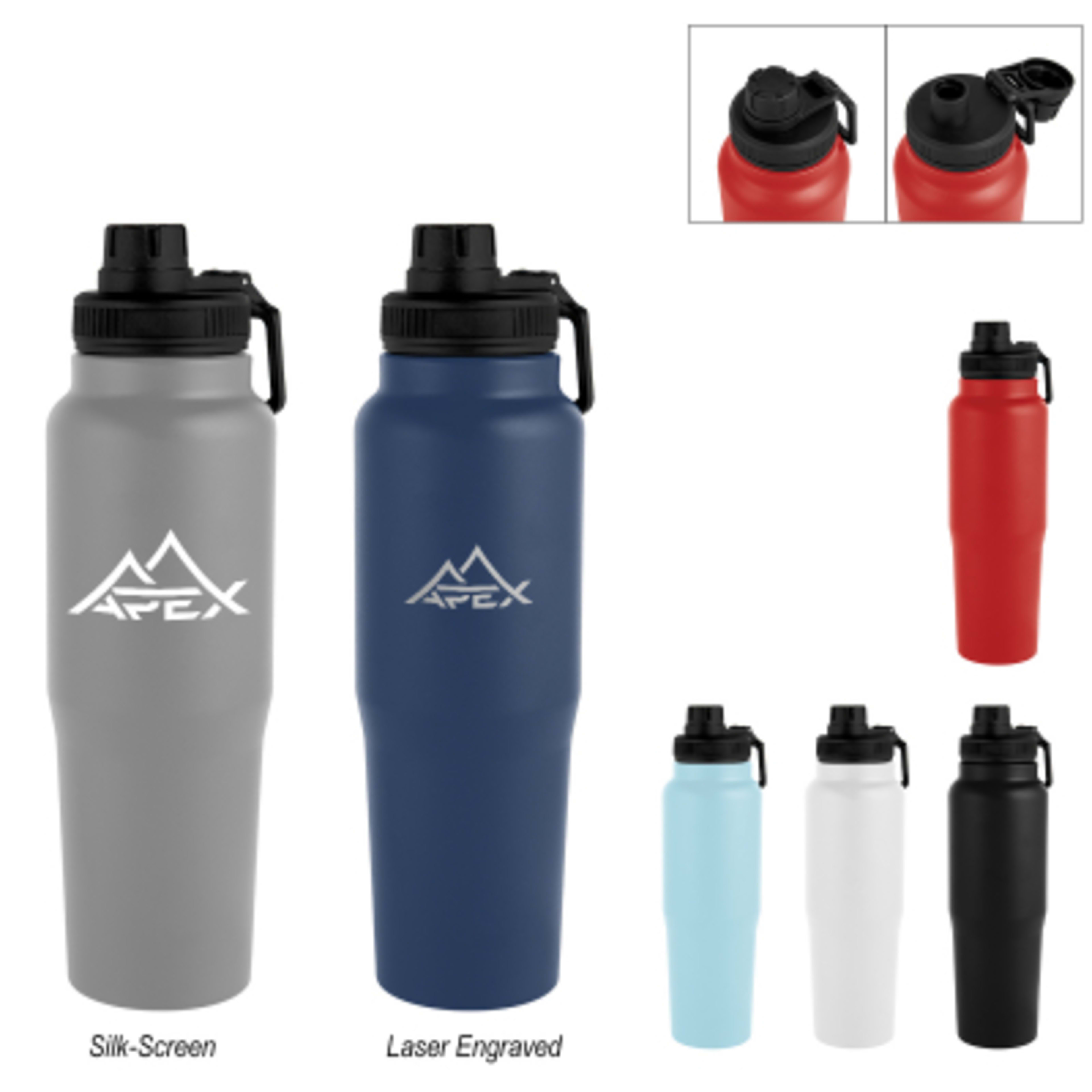Insulated Water Bottle Recycled Steel - 30 oz - Group Shot - product view 3