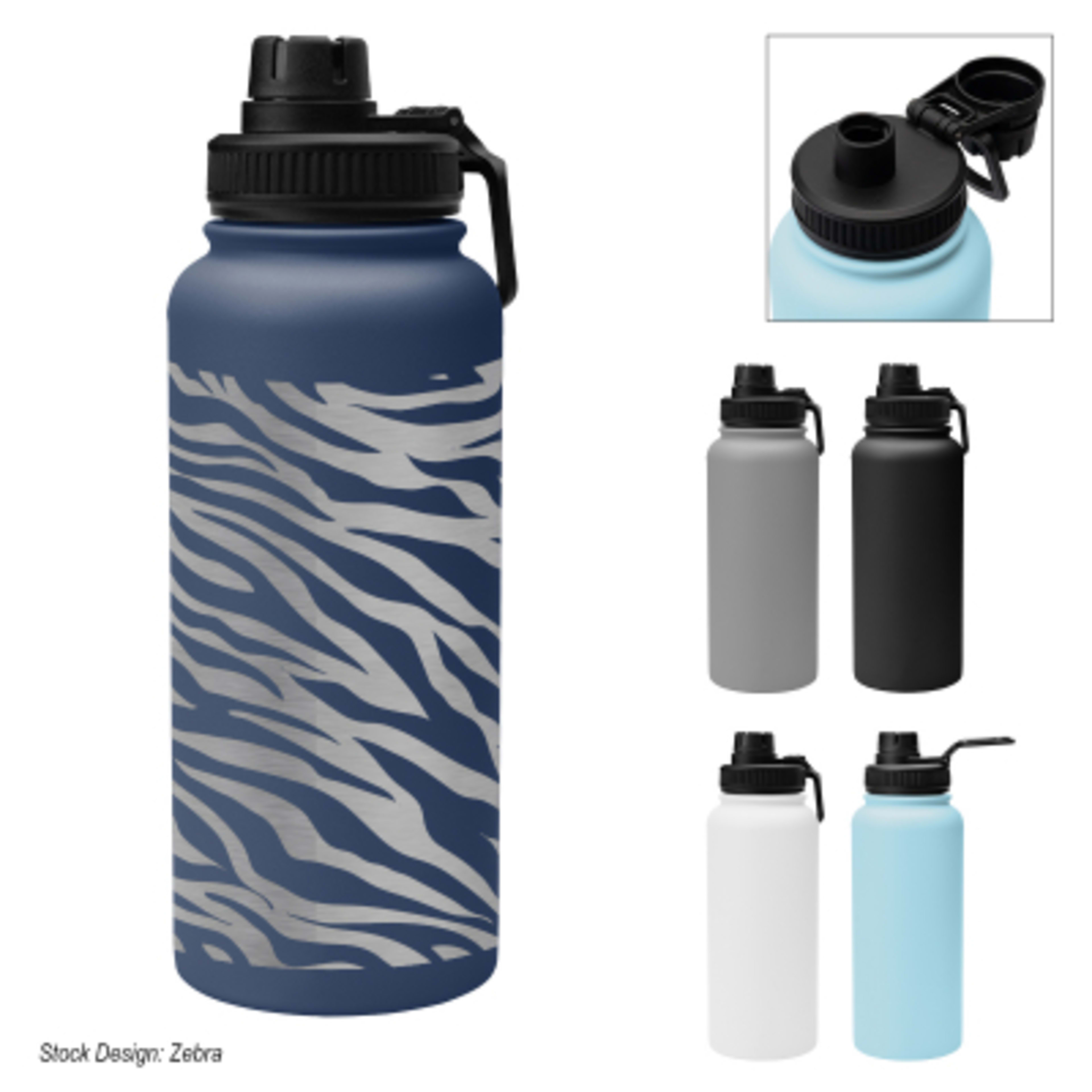 Insulated Water Bottle Recycled Steel Full Laser - 32 oz - Group Shot - product view 2