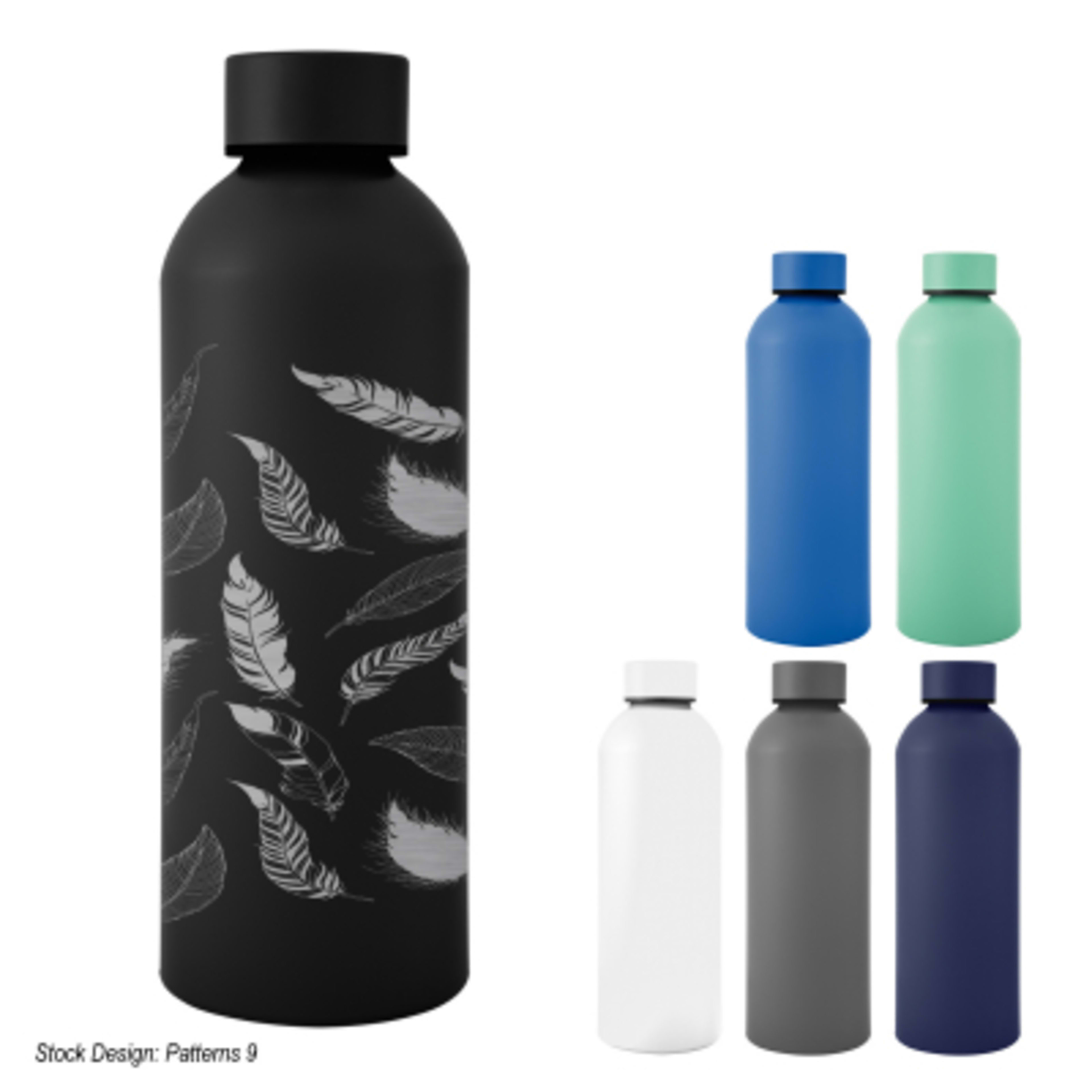 Water Bottle Recycled Aluminum Wide Mouth Laser - 25 oz - Group Shot - product view 2