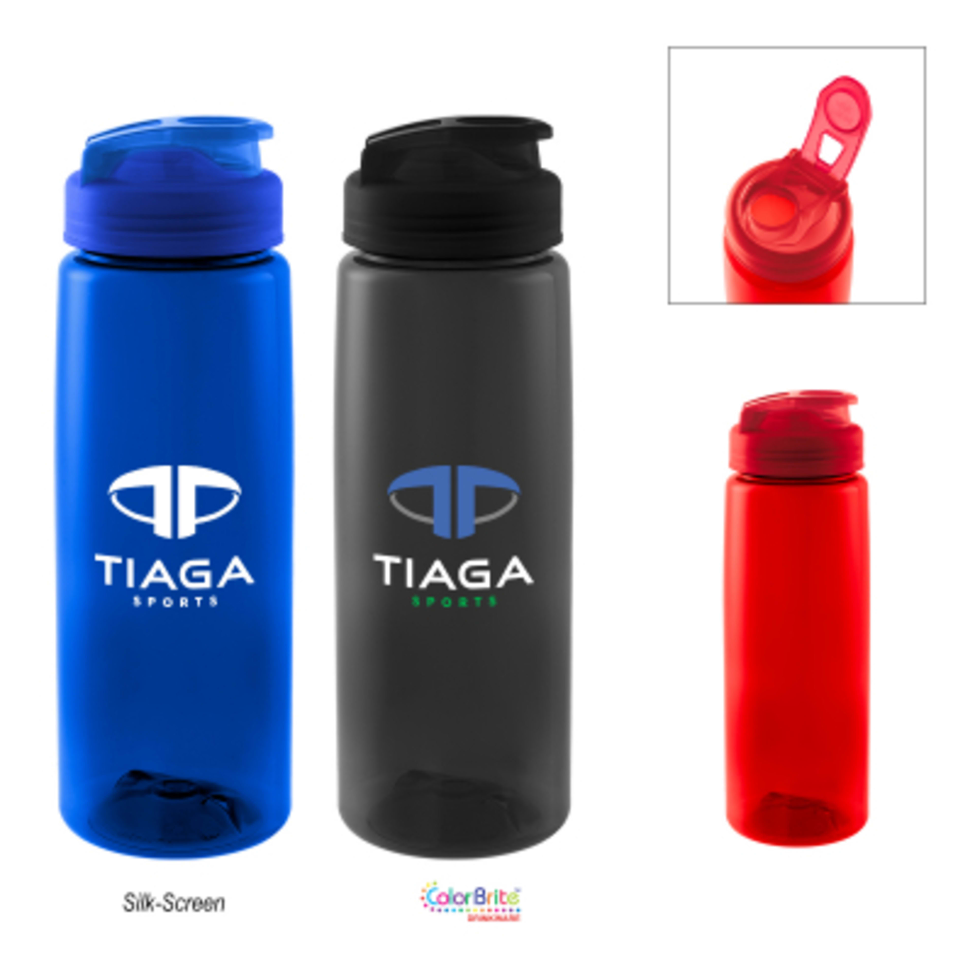 Water Bottle Recycled rPET Plastic Screw Top - 26 oz - Group Shot - product view 3