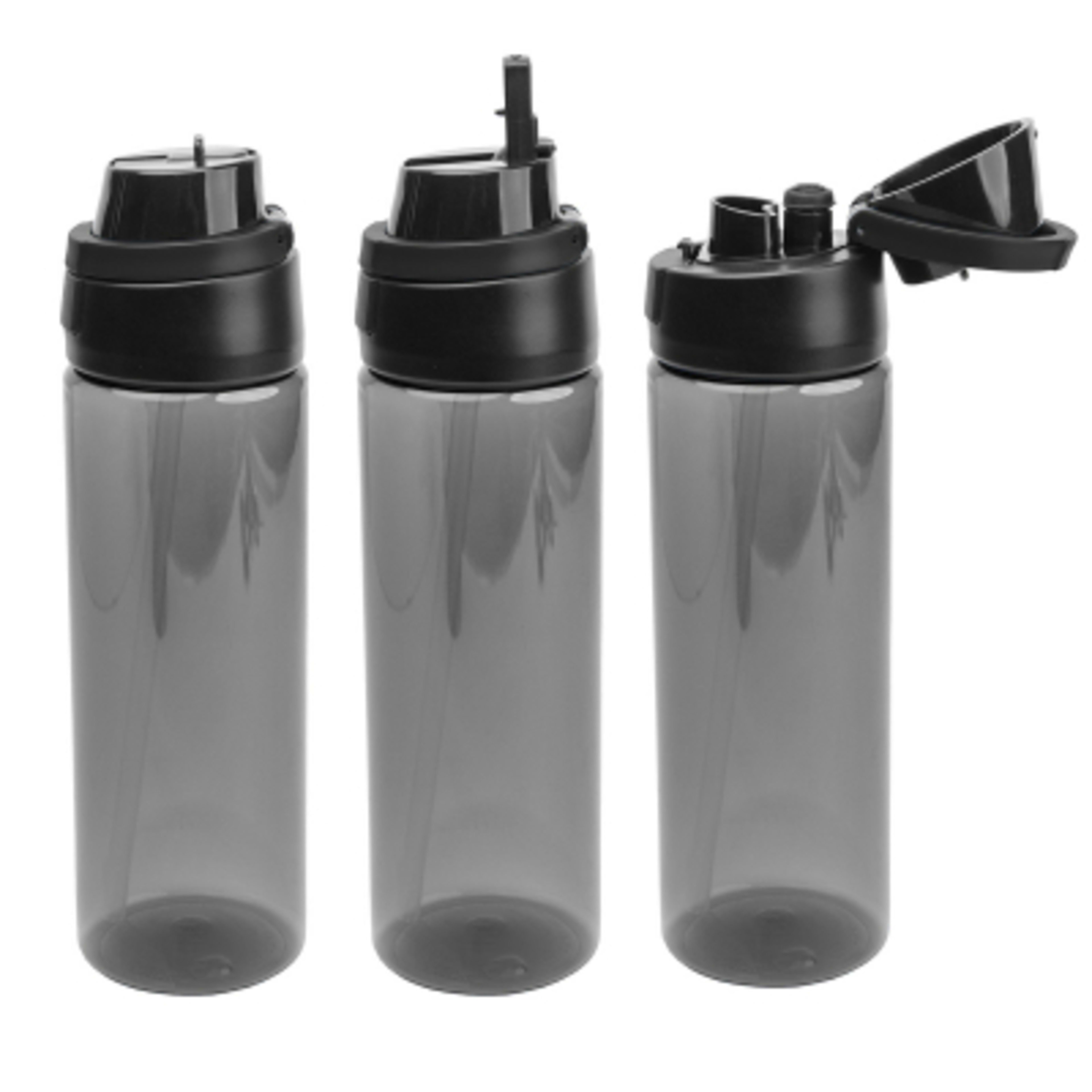Water Bottle rPET Plastic Pop Sip and Chug - 24 oz - TRN/Charcoal/Black - Open - product view 17