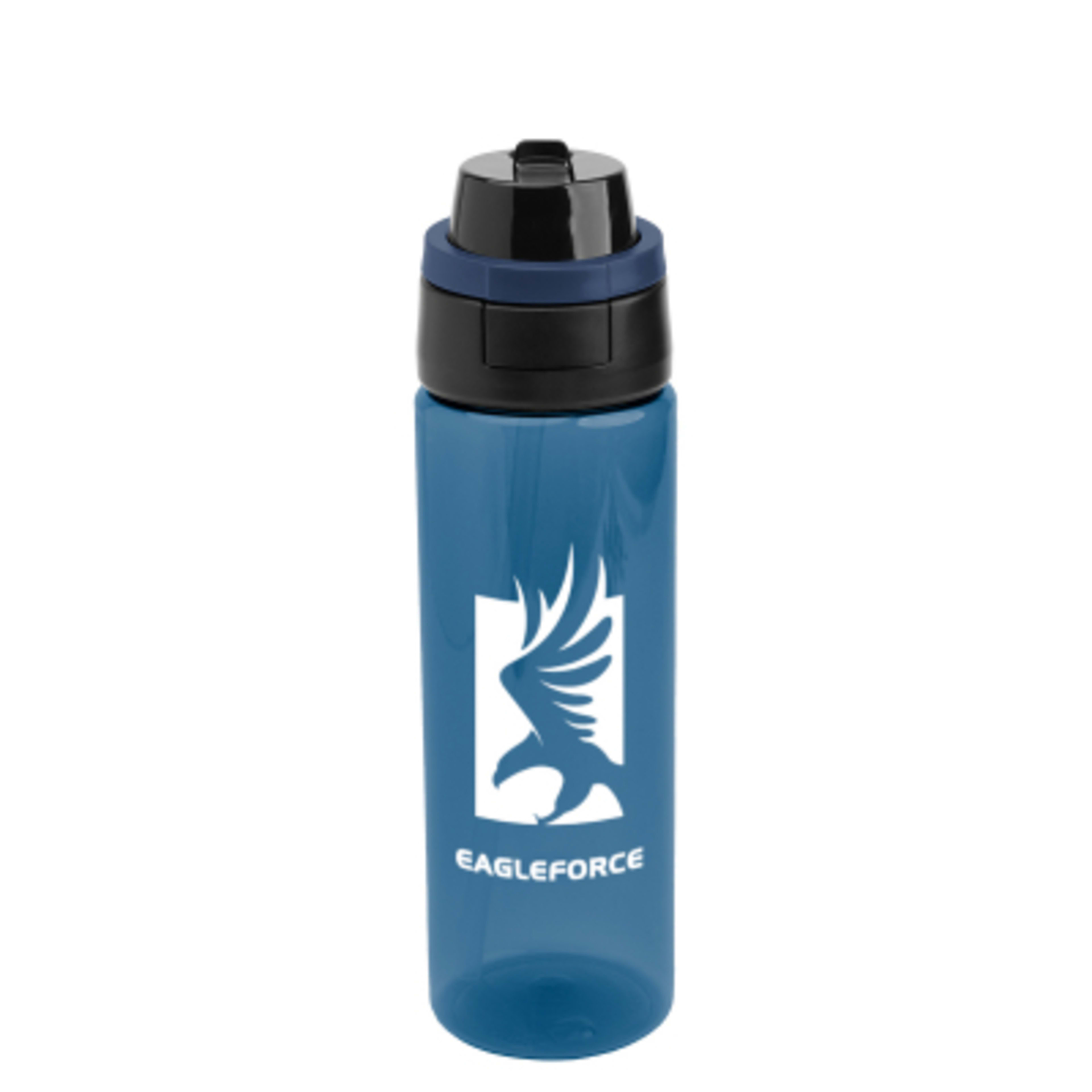 Water Bottle rPET Plastic Pop Sip and Chug - 24 oz - TRN/Navy/Navy - Silkscreen - product view 22