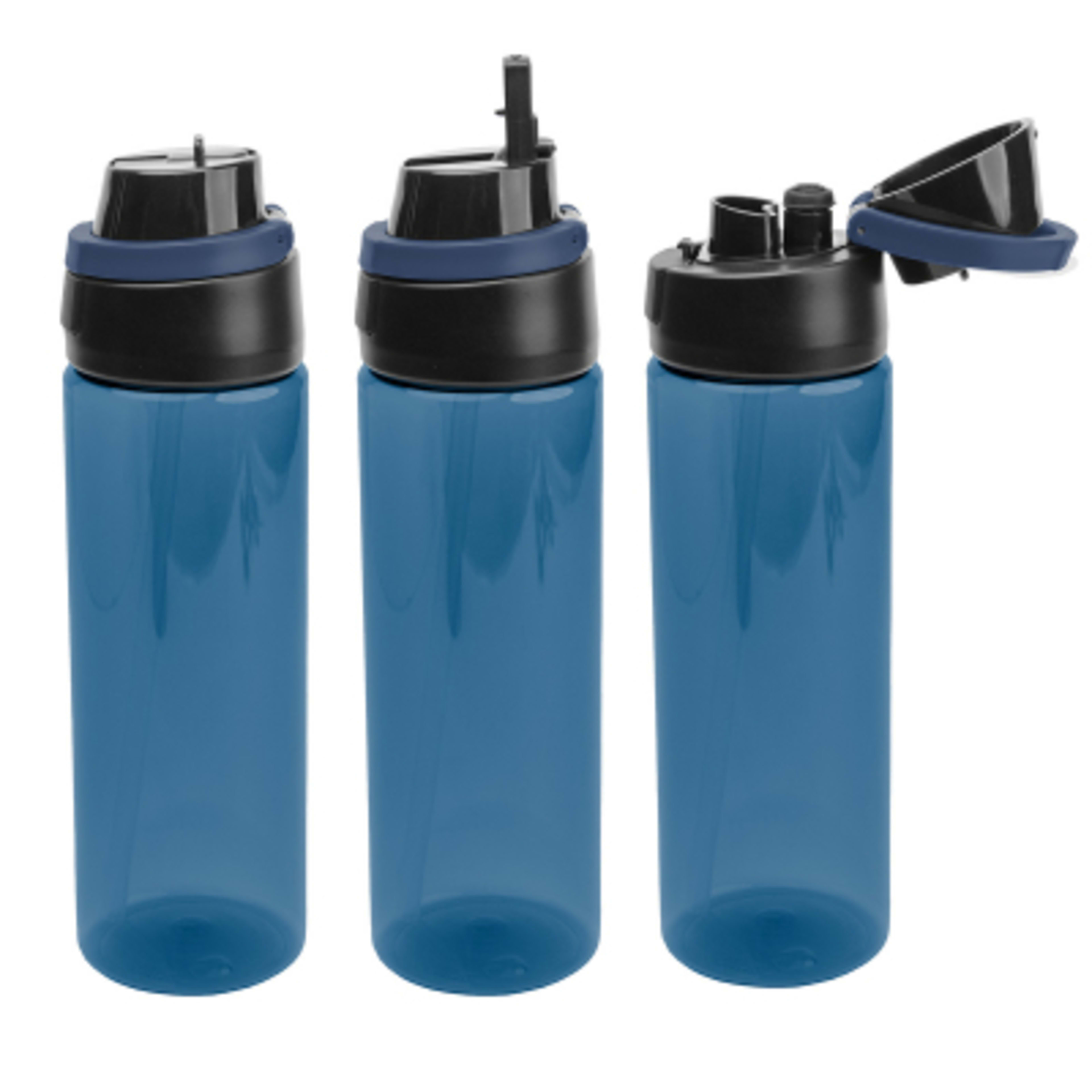 Water Bottle rPET Plastic Pop Sip and Chug - 24 oz - TRN/Navy/Navy - Open - product view 23