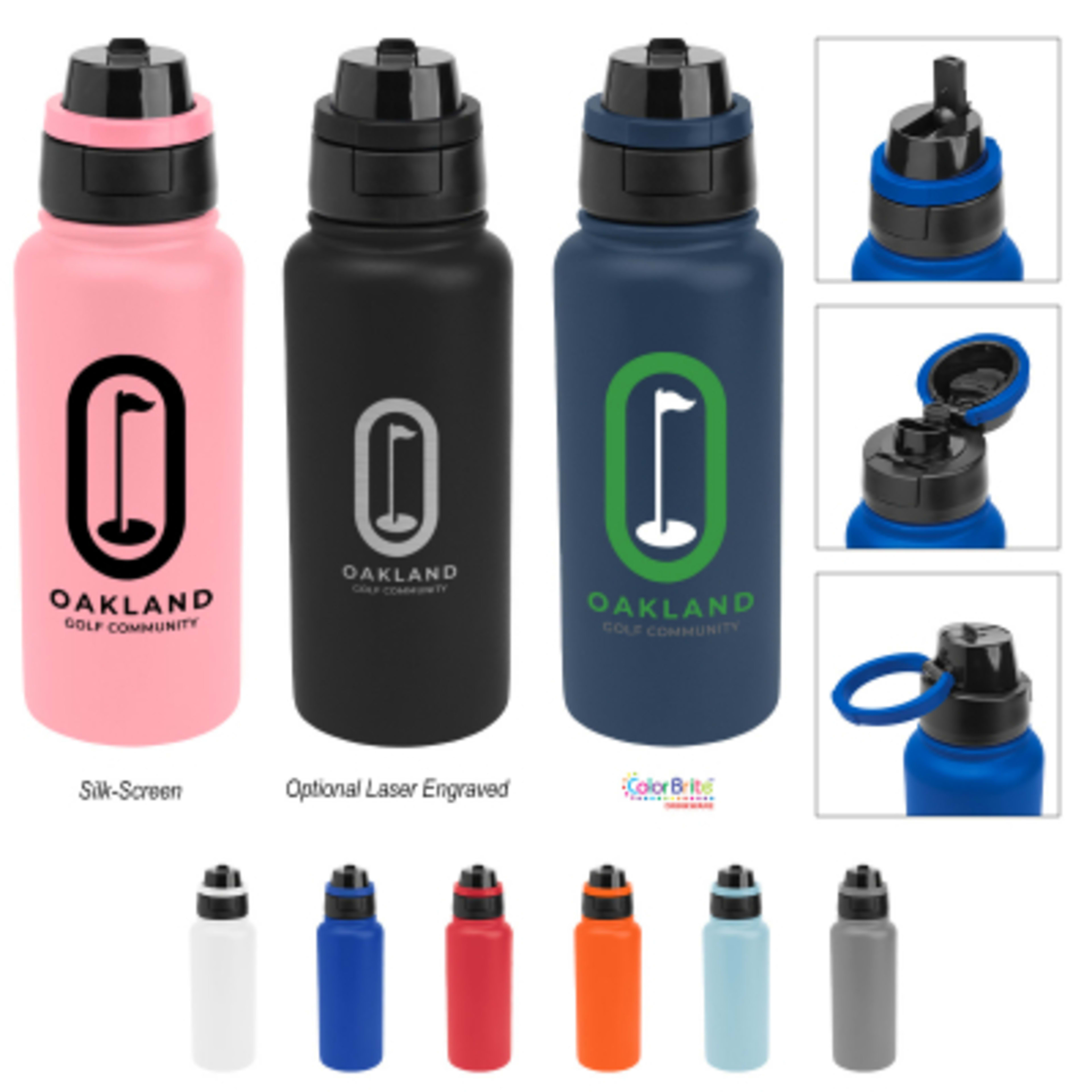 Insulated Water Bottle Steel Pop Sip and Chug - 32 oz - Group Shot - product view 4