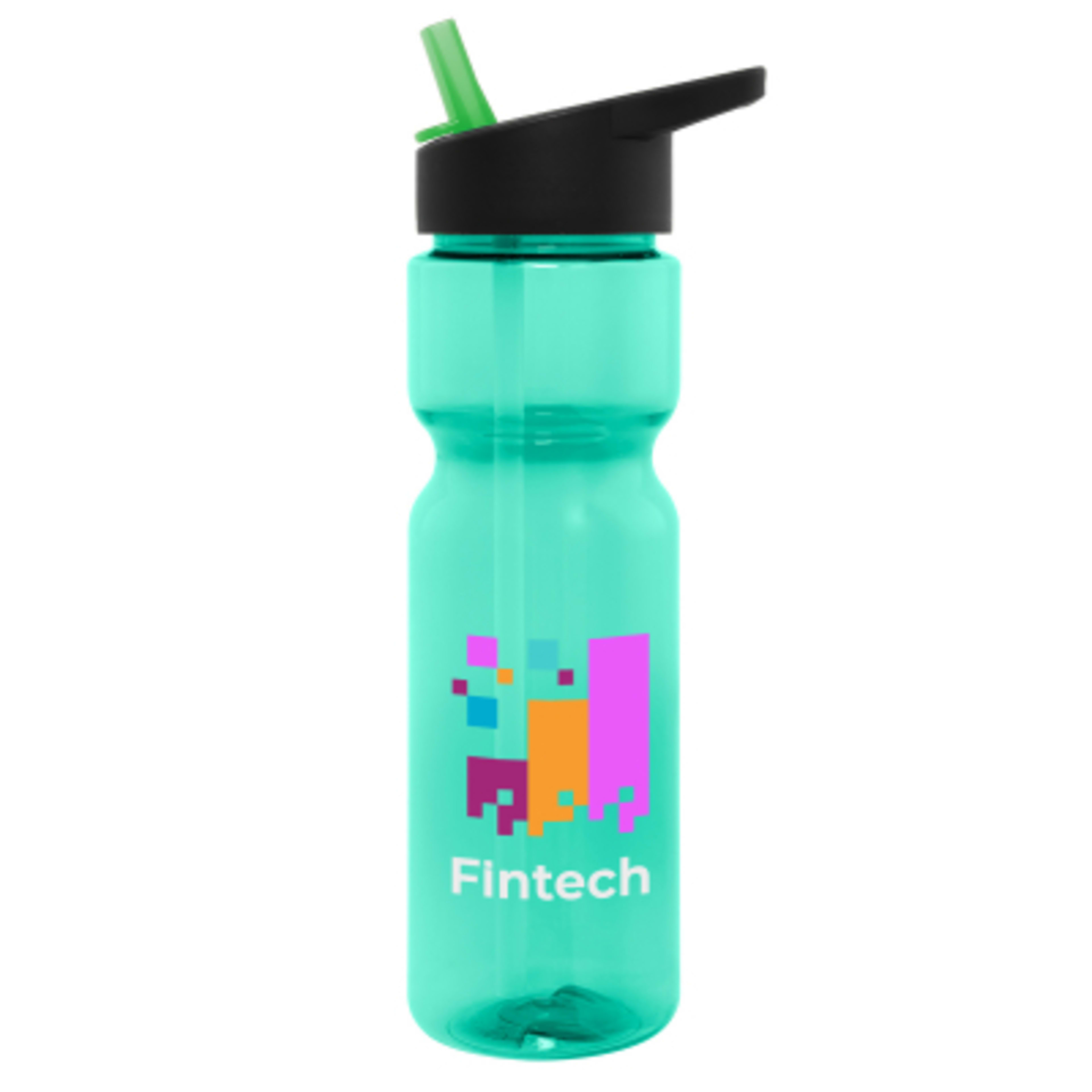 Water Bottle with Sip Top Lid PET Tempo Style - 28 oz - TRN/Teal - Colorbrite - promotional product with custom logo