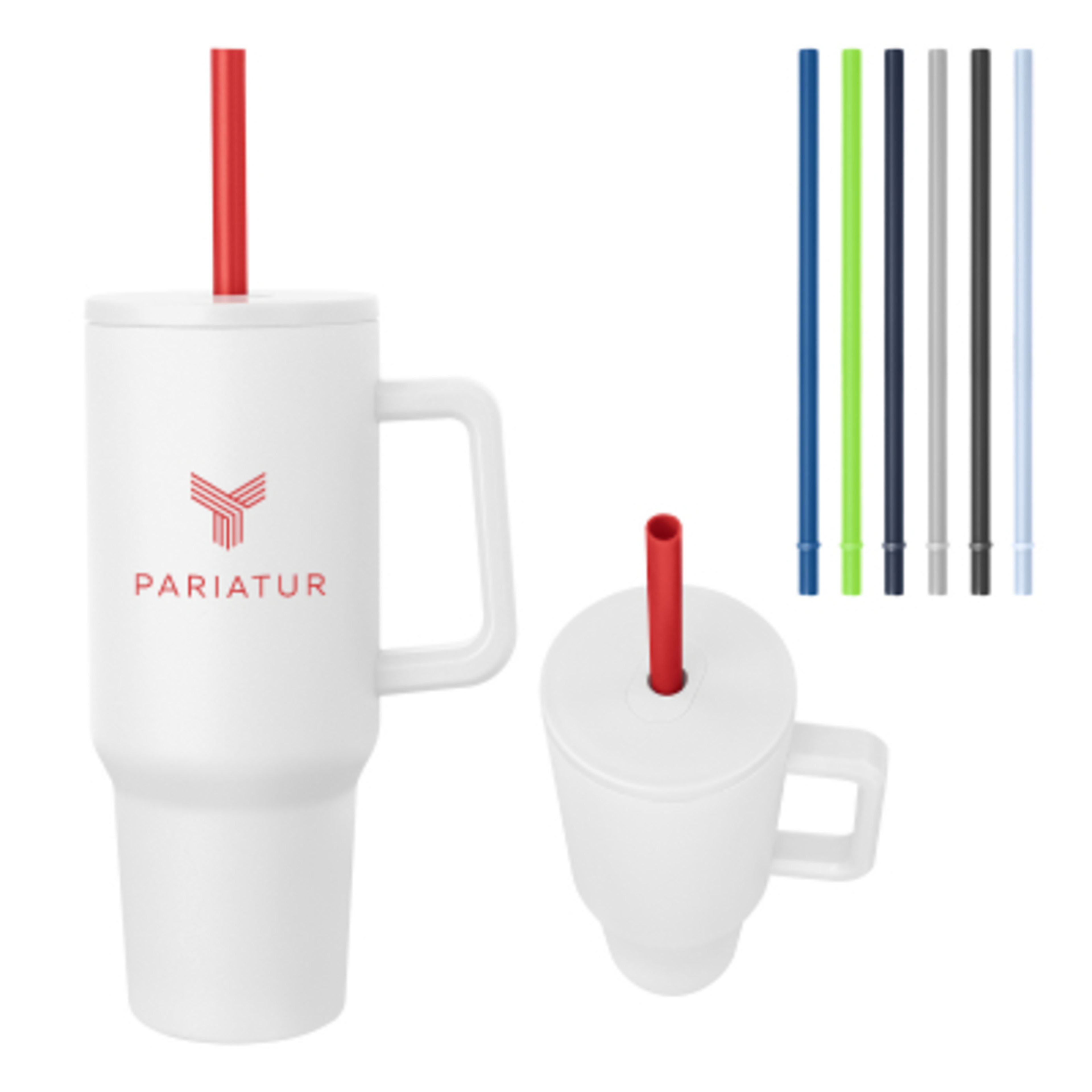 Tumbler Stainless Steel with Handle - 40 oz - White - Silkscreen - product view 5