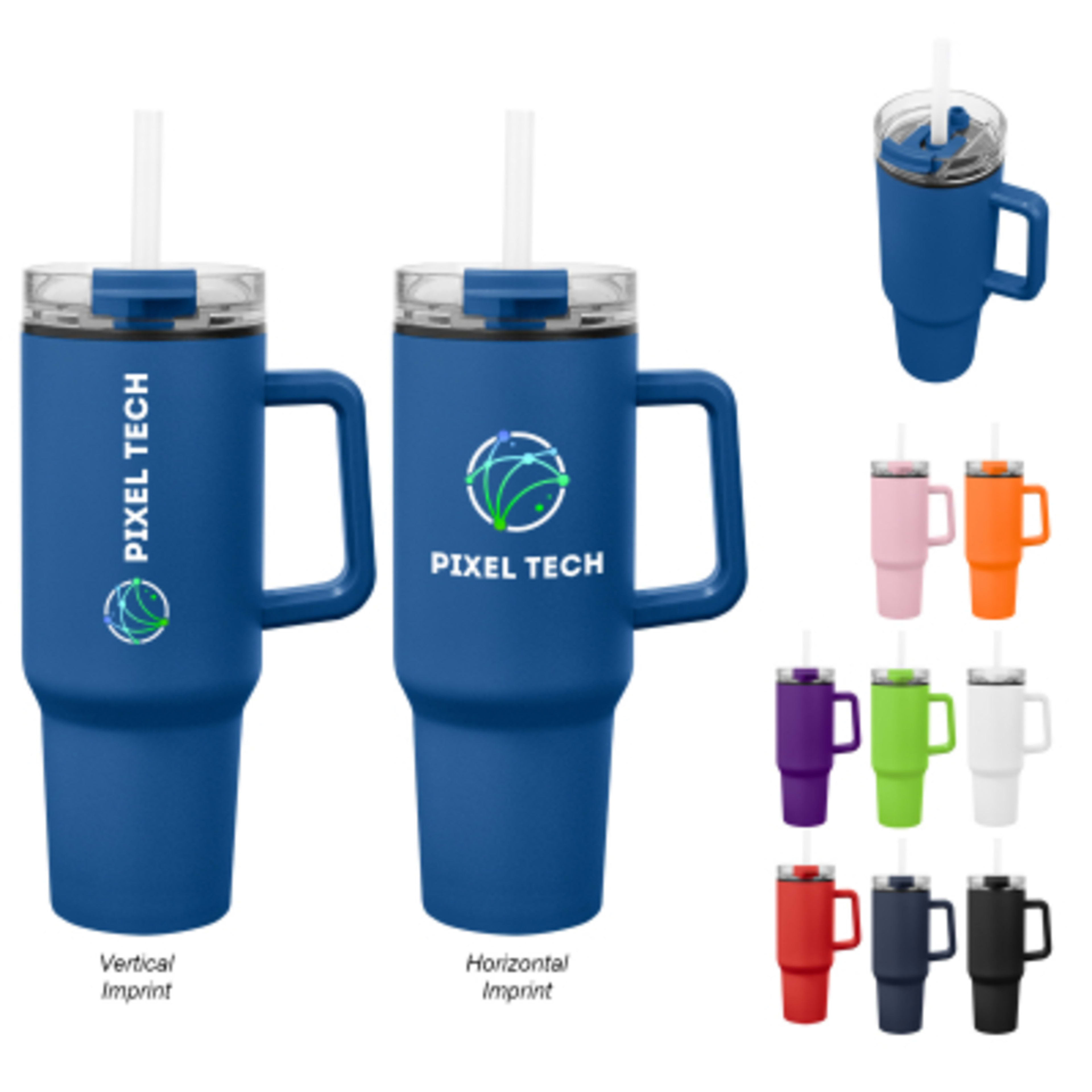 Recycled Stainless Steel Tumbler with Handle - 40 oz - Group Shot - product view 1