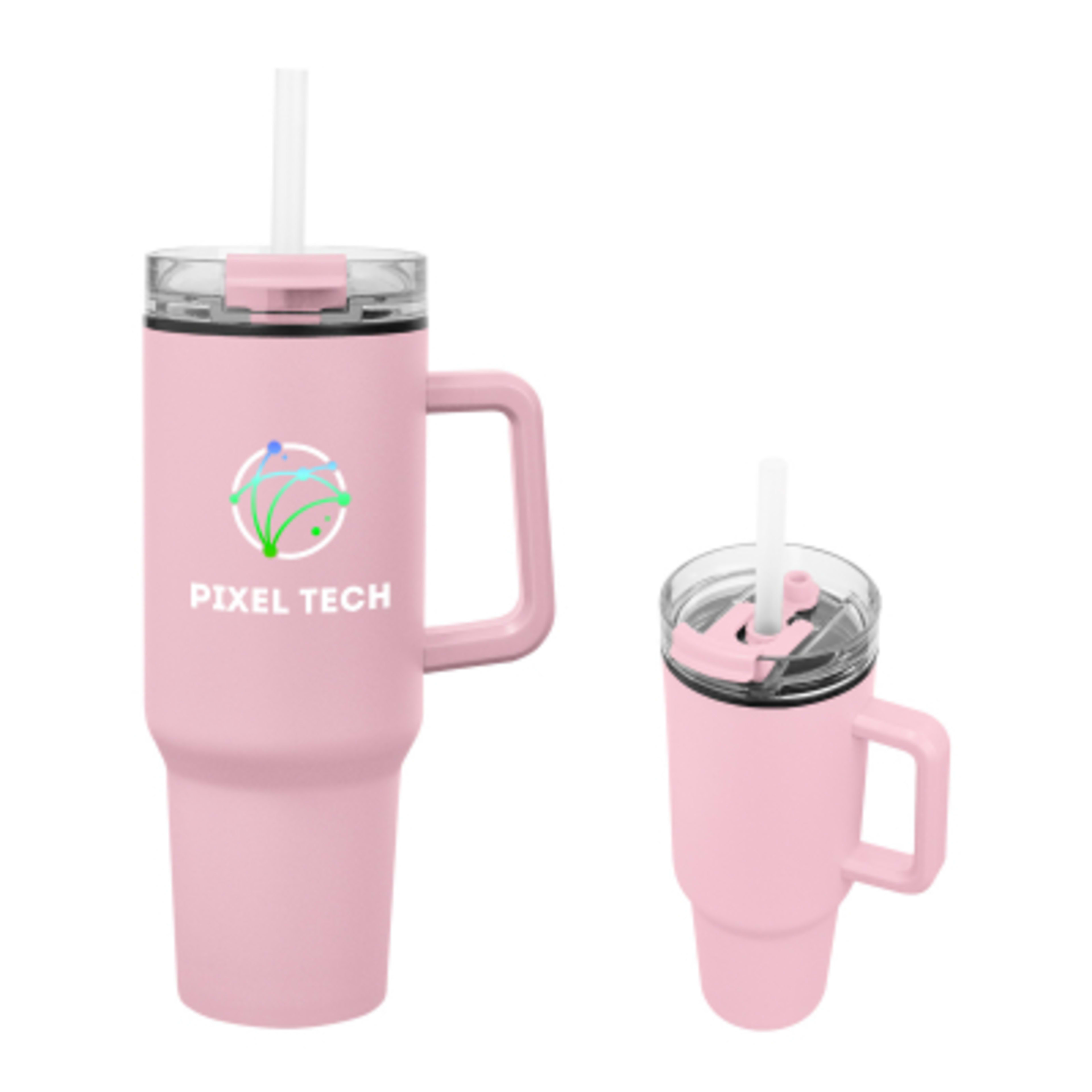 Recycled Stainless Steel Tumbler with Handle - 40 oz - RPN - Horizontal Colorbrite - product view 18