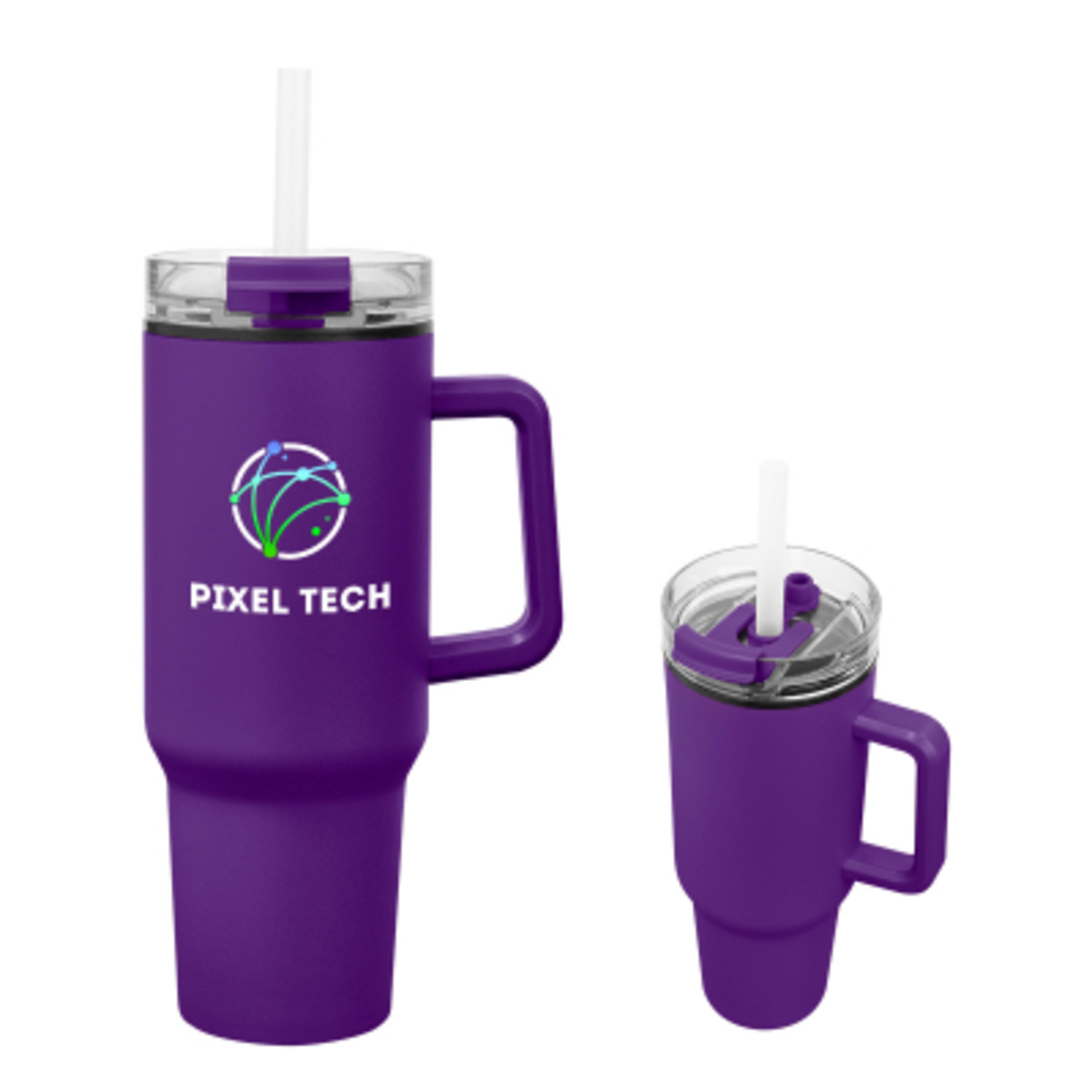 Recycled Stainless Steel Tumbler with Handle - 40 oz - Purple - Horizontal Colorbrite - product view 20