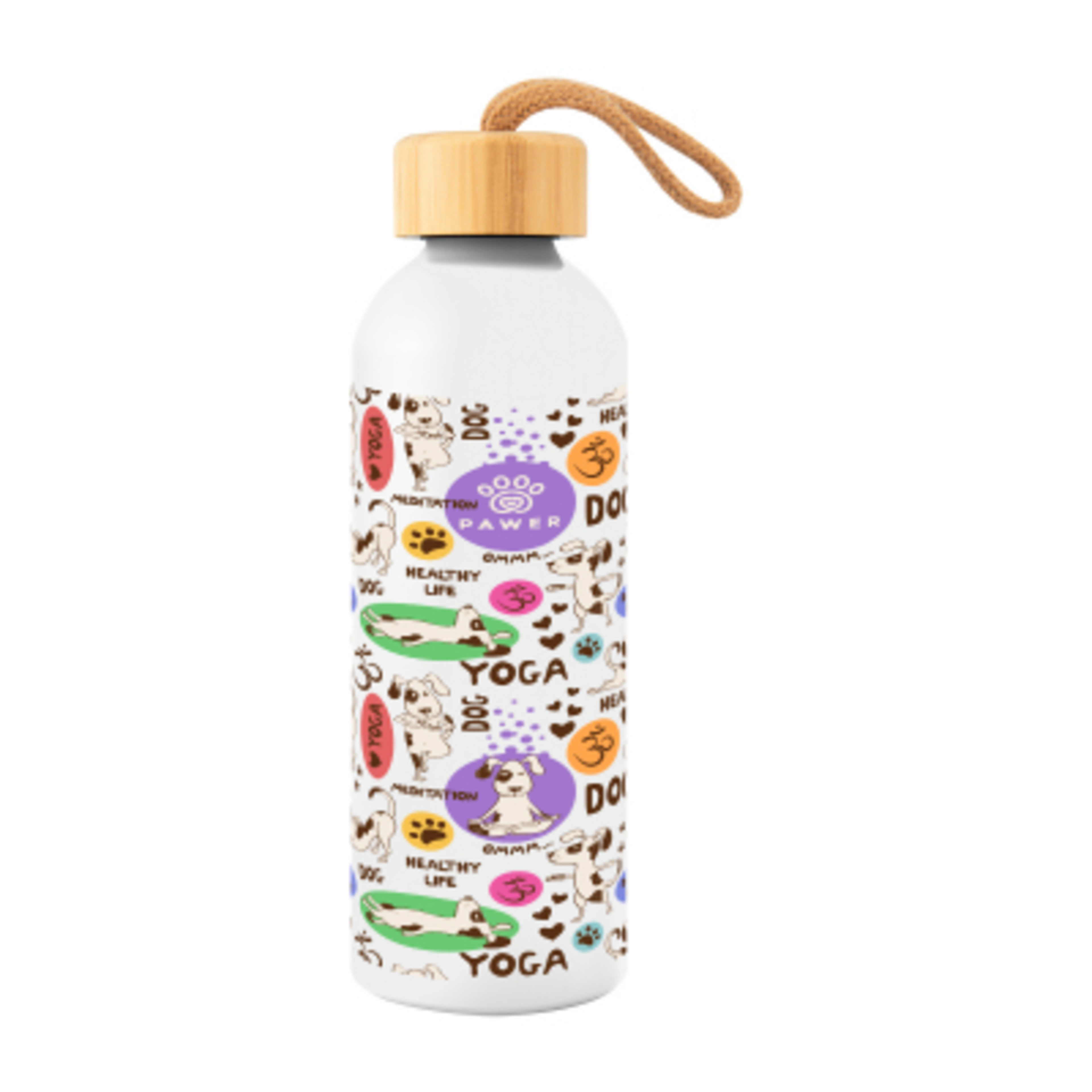 Recycled Aluminum Water Bottle with Bamboo Lid - 25 oz - White - Megabrite - product view 4