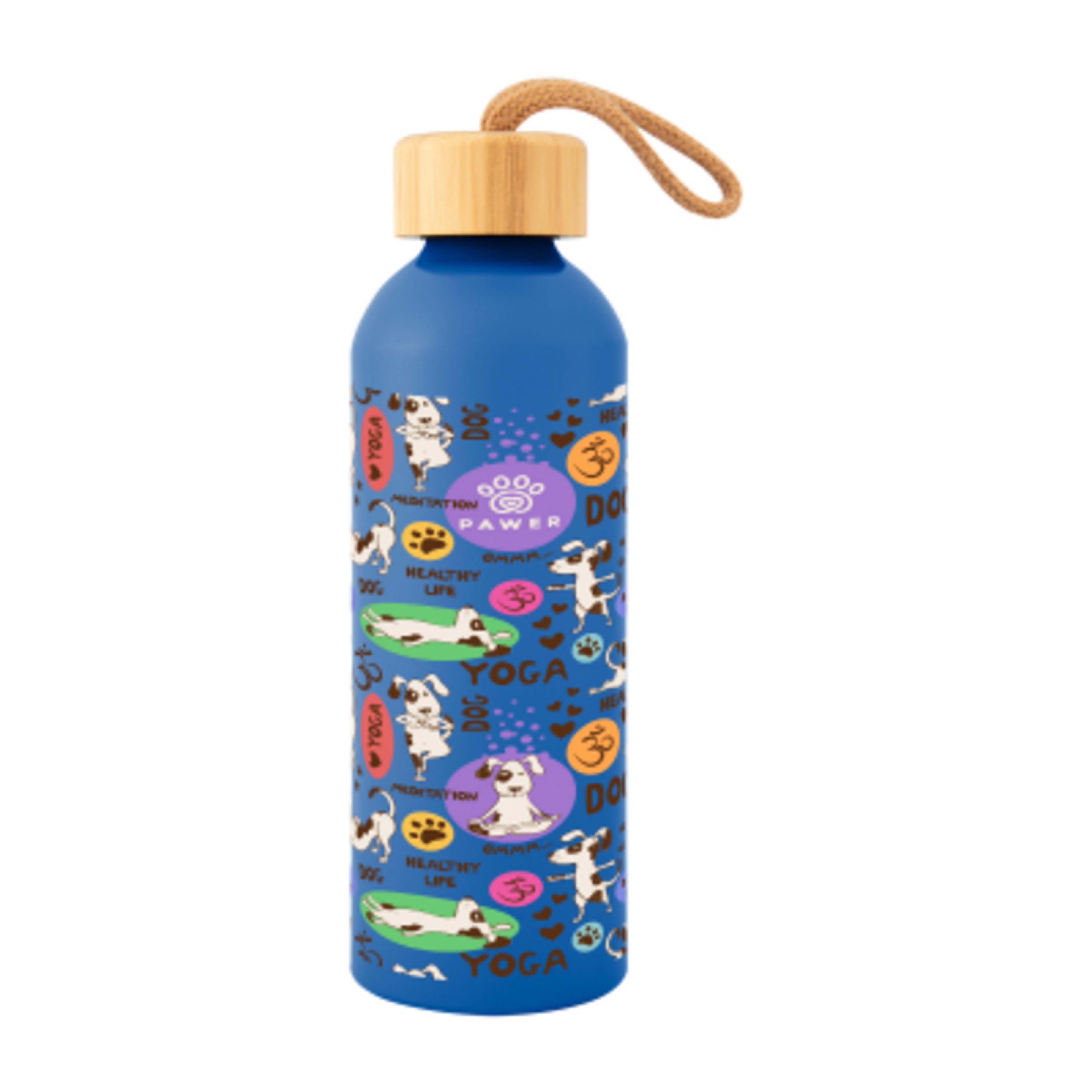 Recycled Aluminum Water Bottle with Bamboo Lid - 25 oz - Blue - Megabrite - product view 7
