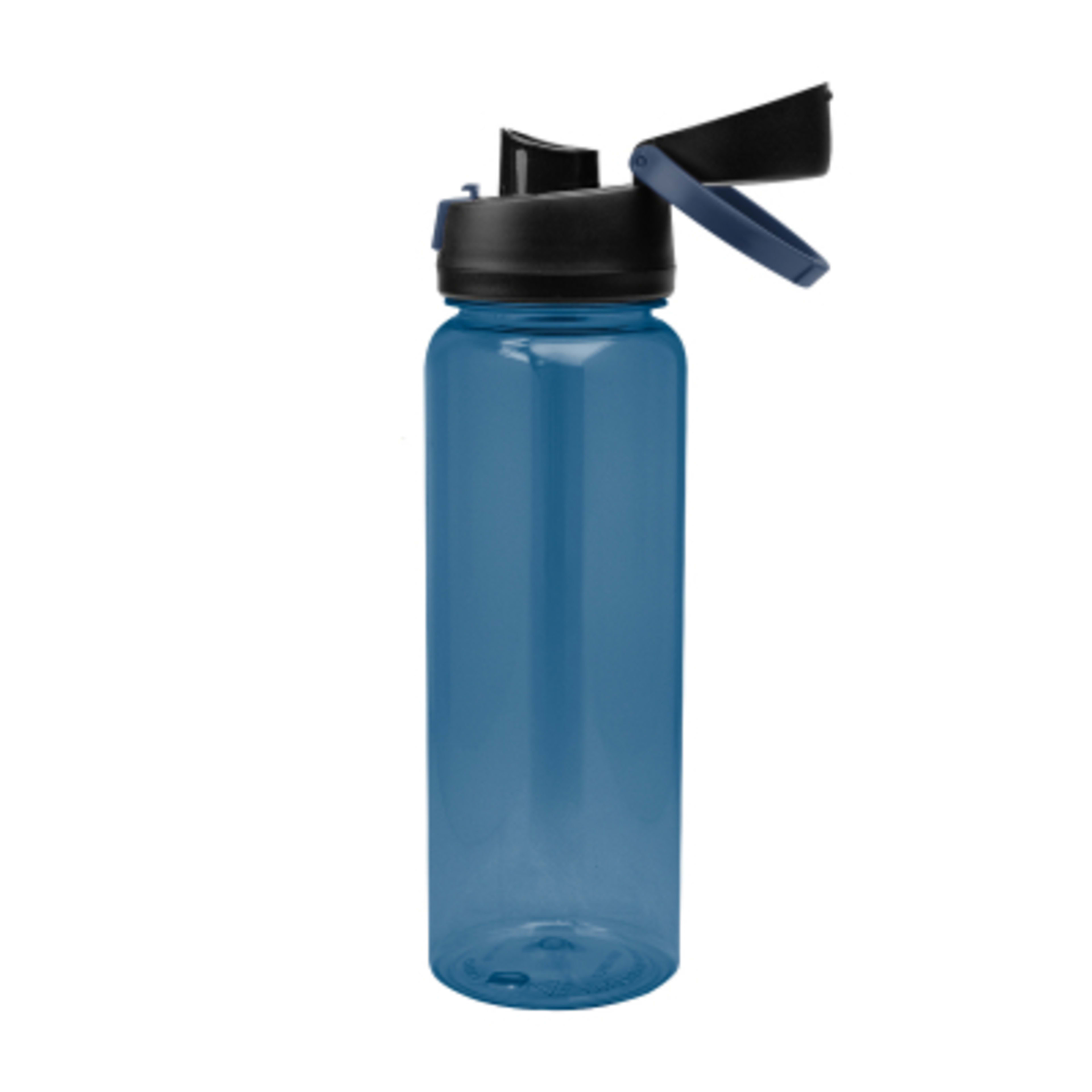 Recycled Plastic Water Bottle Pop Open Lid rPET - 32 oz - TRN/Navy/Navy - Open - product view 11