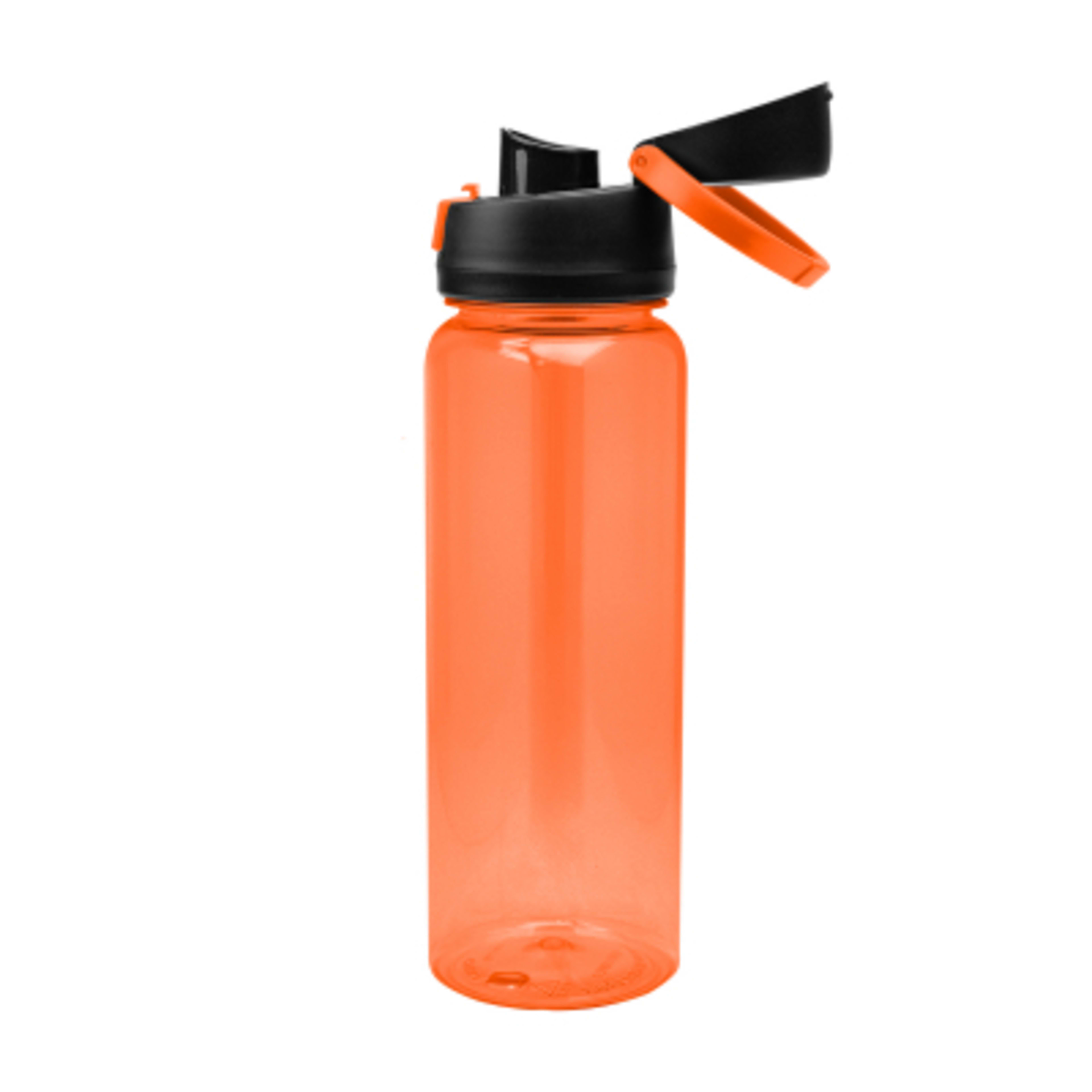 Recycled Plastic Water Bottle Pop Open Lid rPET - 32 oz - TRN/ORN/ORN - Open - product view 12