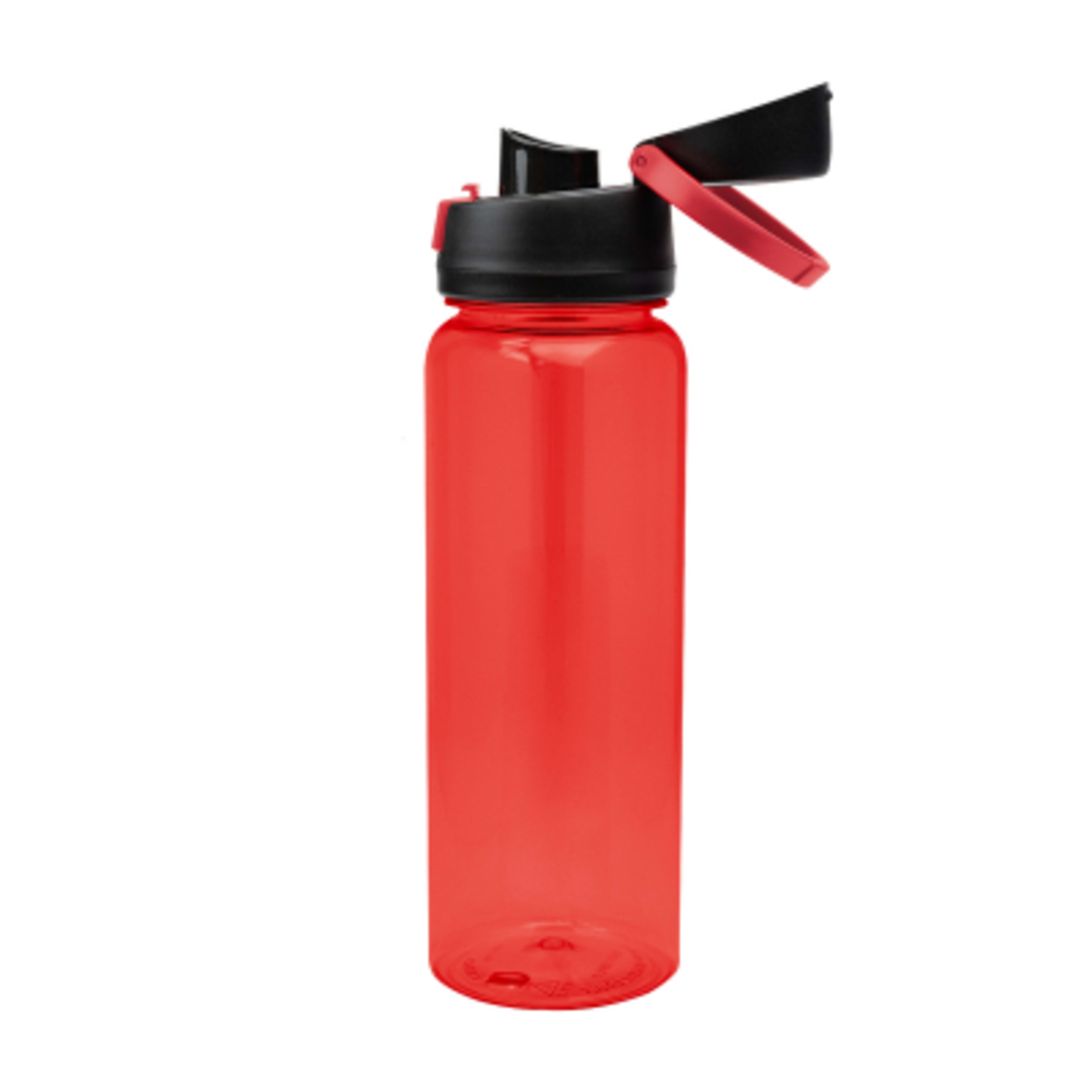 Recycled Plastic Water Bottle Pop Open Lid rPET - 32 oz - TRN/Red/Red - Open - product view 14