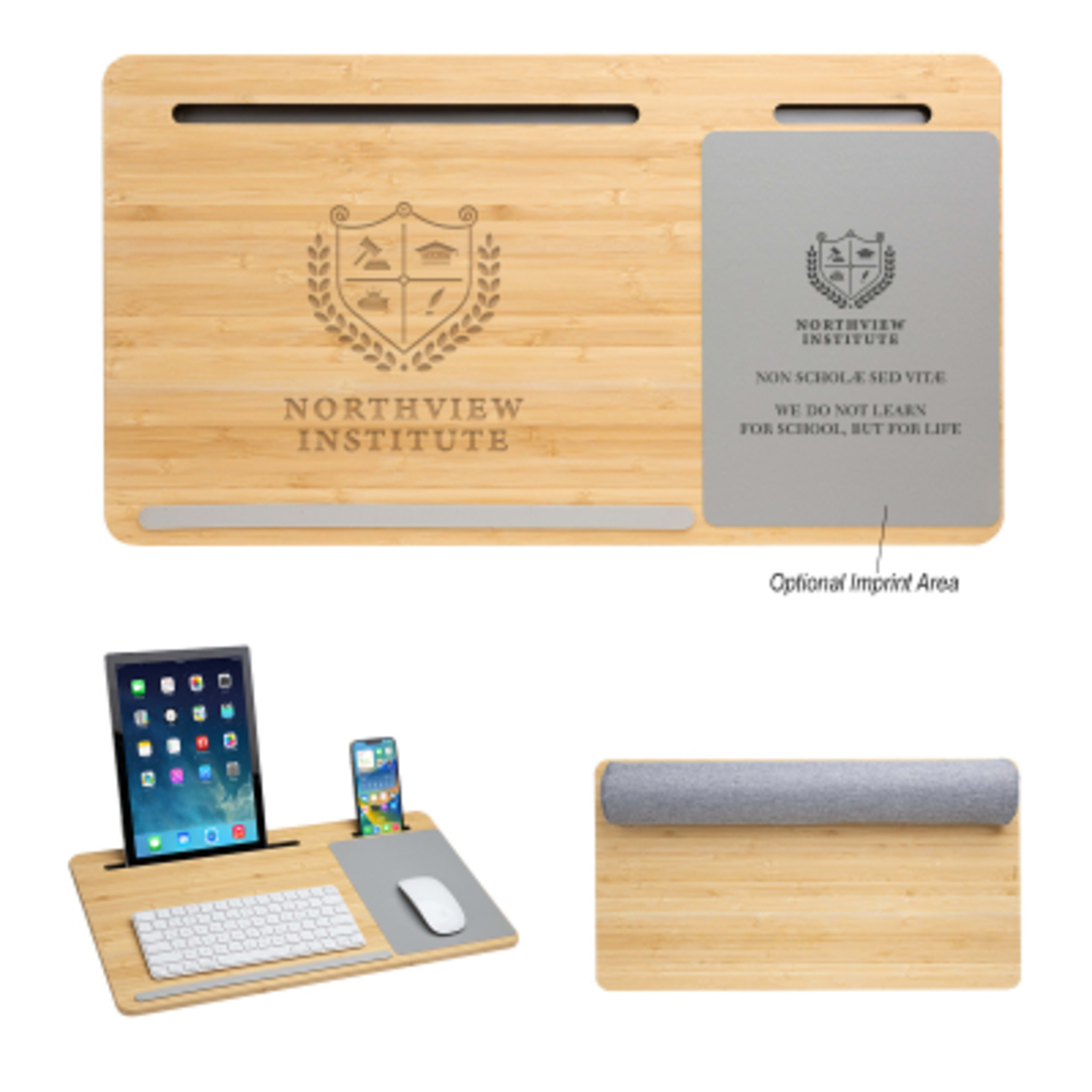 Bamboo Laptop Desk with Mouse Pad - 22 x 10 in - Group Shot - product view 5
