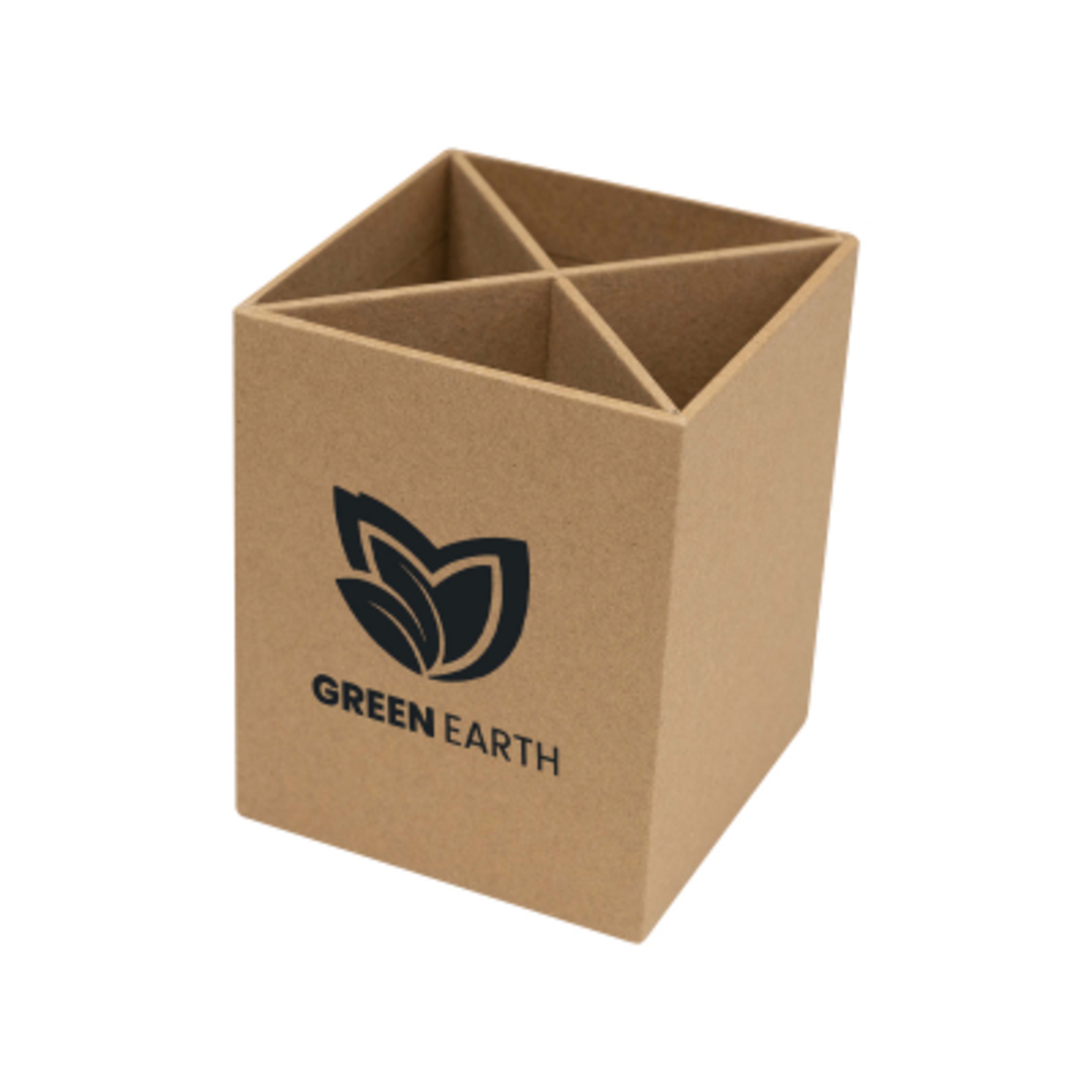 Pen Cup 4 Compartment FSC Certified - 3 x 4 in - FSC/NAT - Silkscreen - product view 2