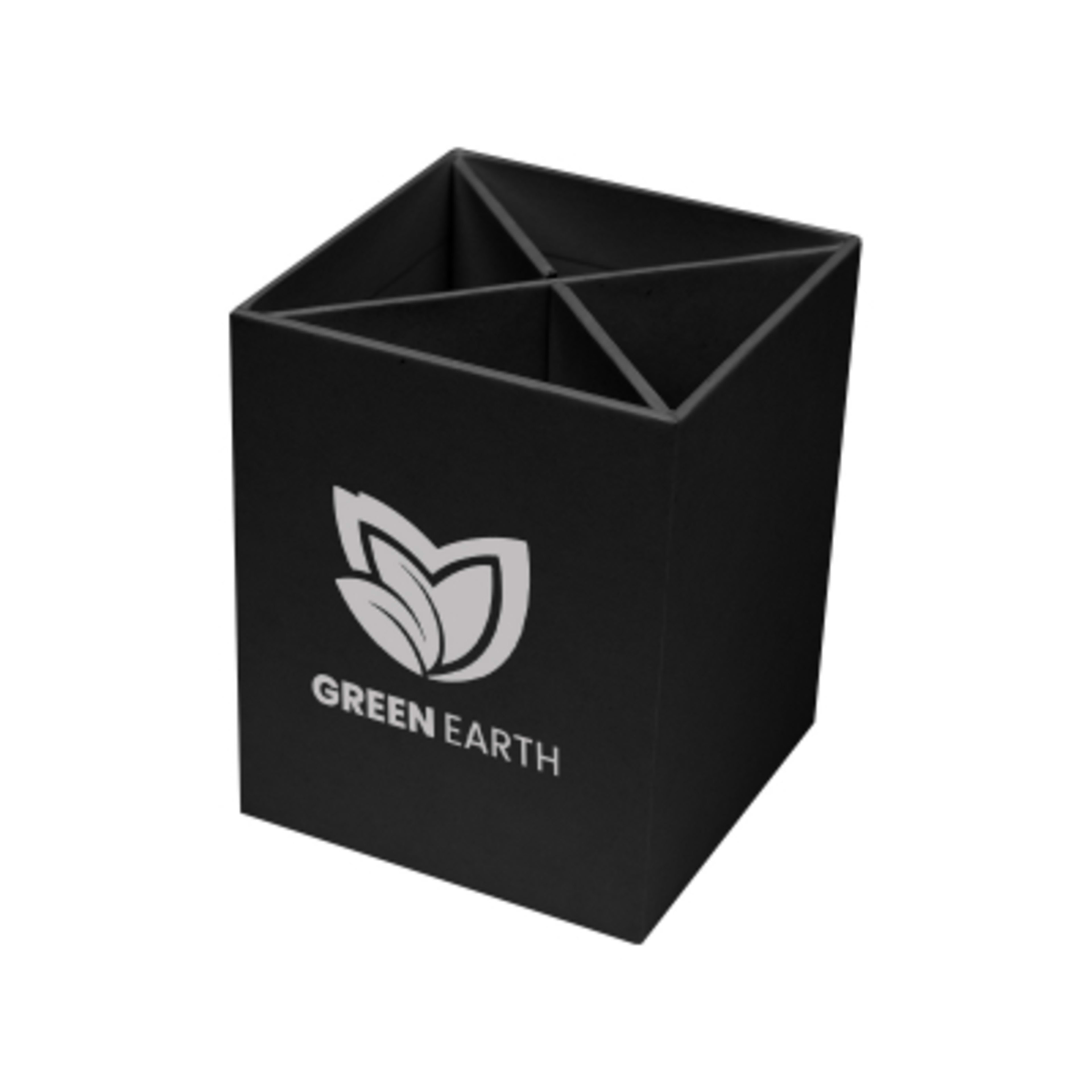 Pen Cup 4 Compartment FSC Certified - 3 x 4 in - FSC/Black - Silkscreen - product view 3
