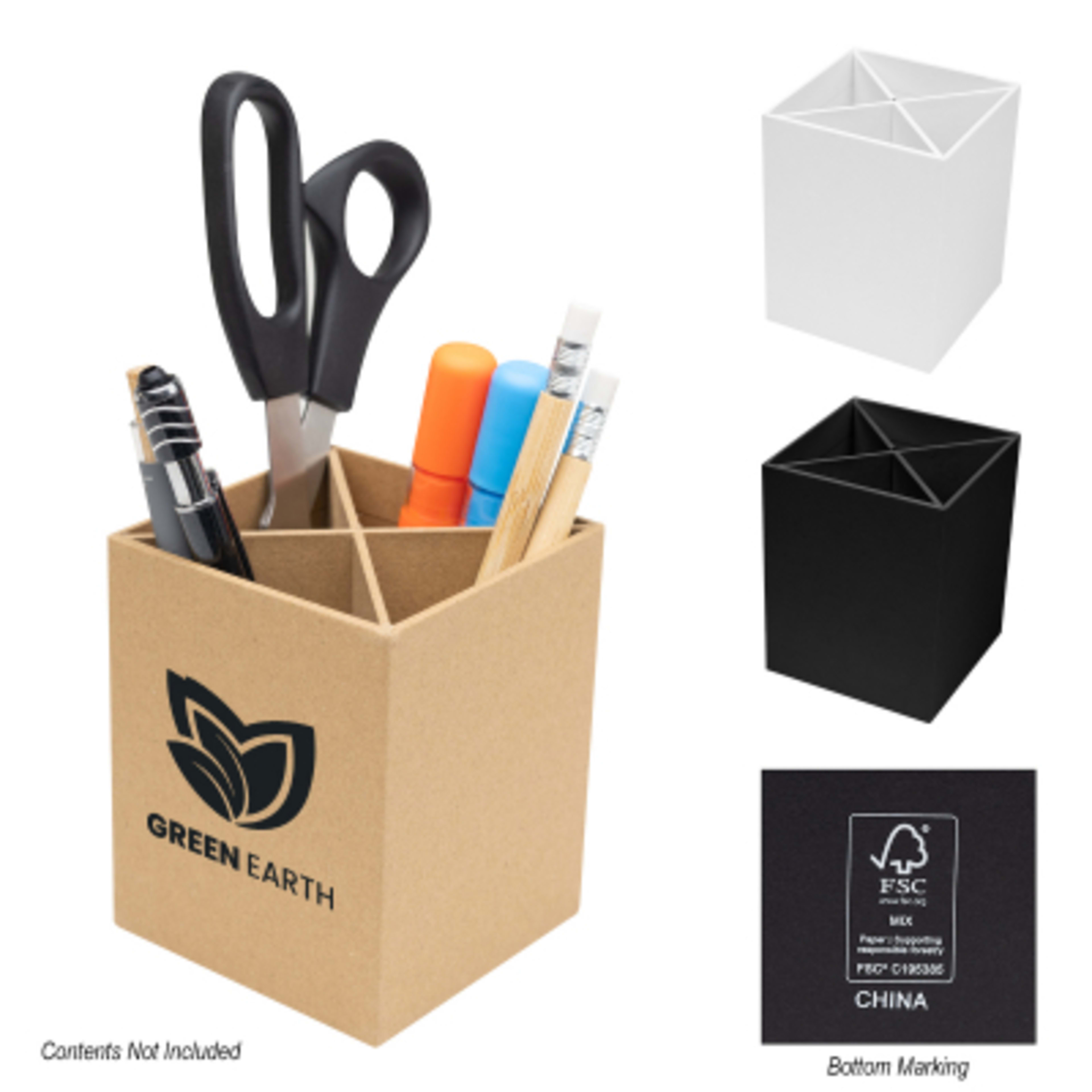 Pen Cup 4 Compartment FSC Certified - 3 x 4 in - Group Shot - product view 4