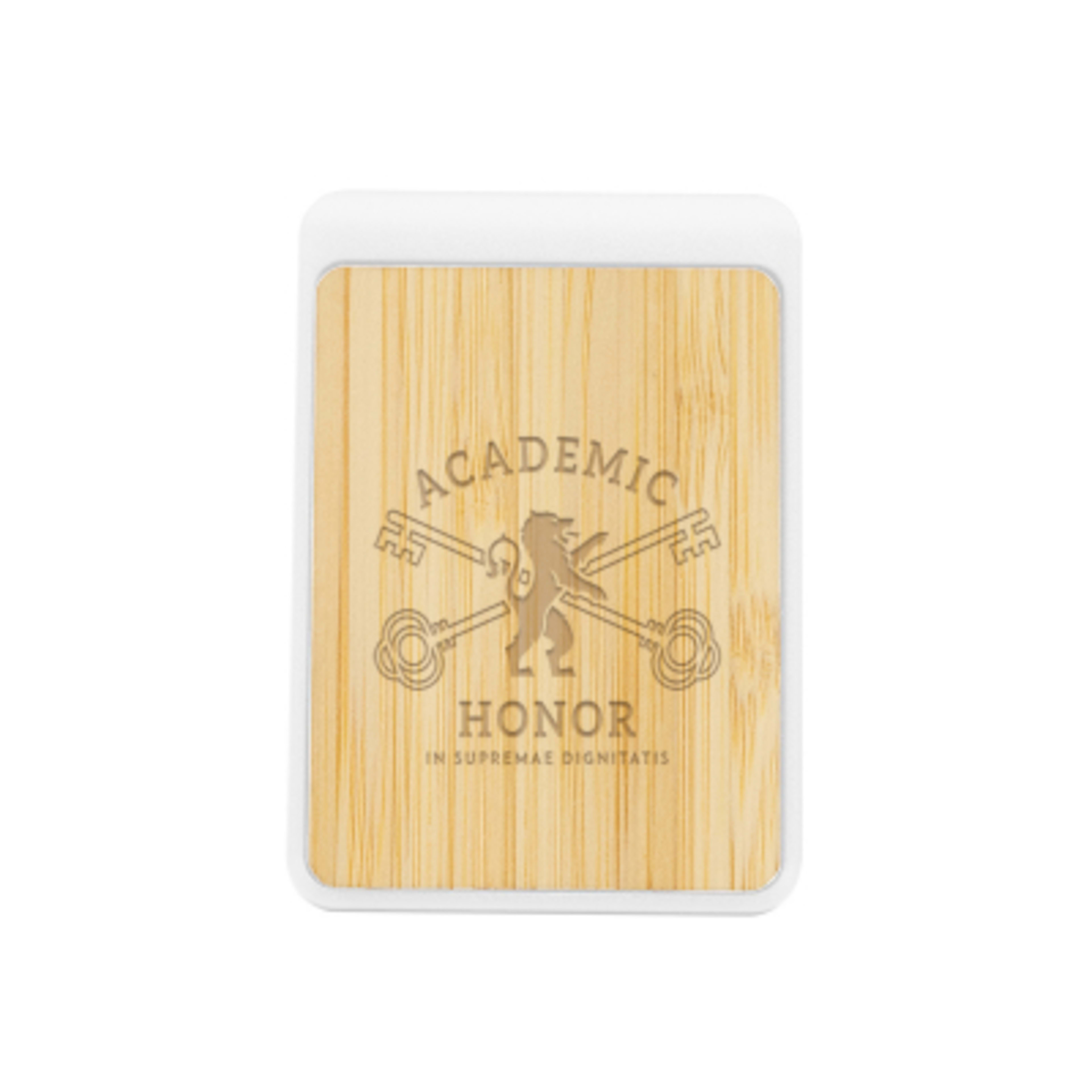 Magnetic Clip with Bamboo Accent - 2 x 2.75 in - White - Laser - product view 1