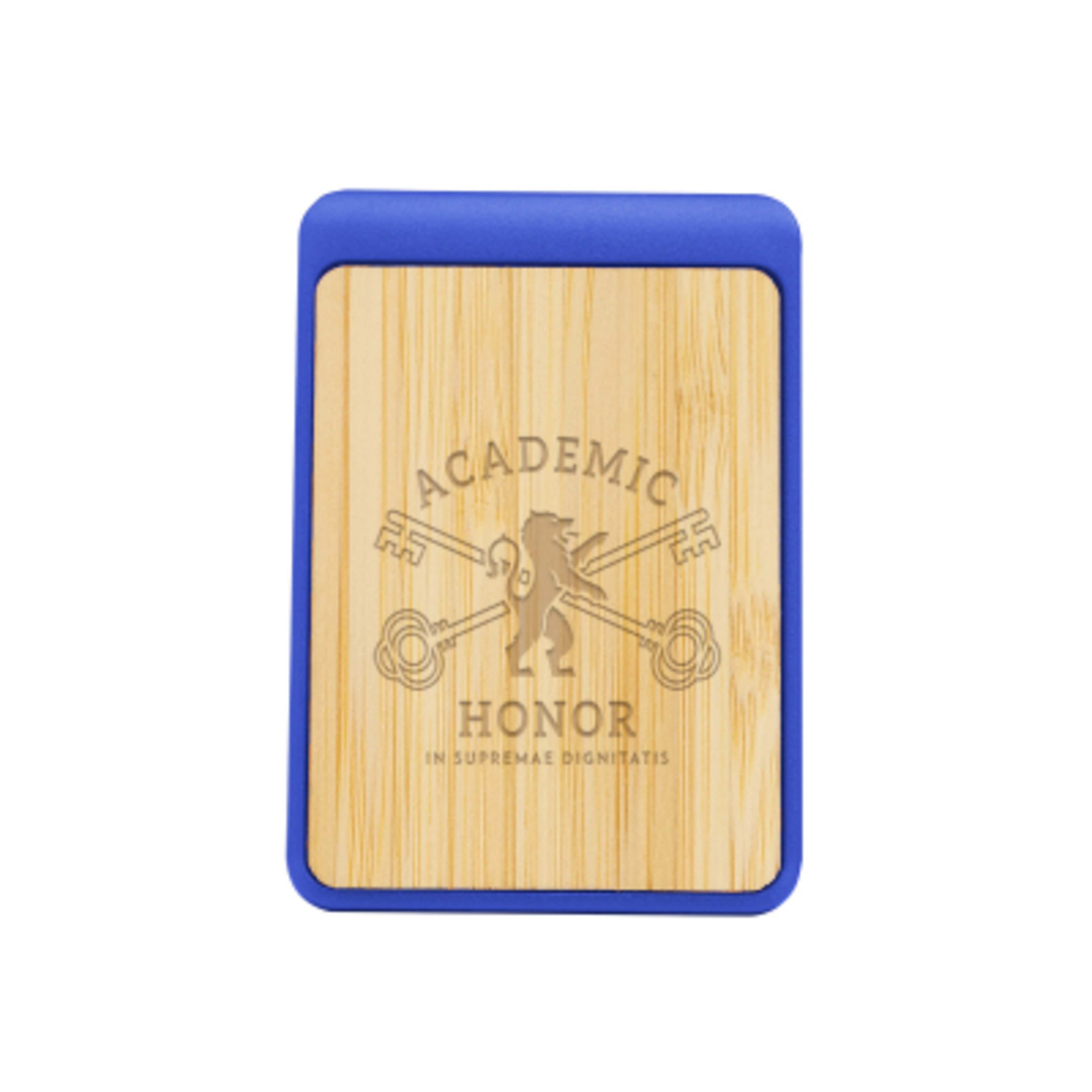 Magnetic Clip with Bamboo Accent - 2 x 2.75 in - Royal - Laser - product view 2