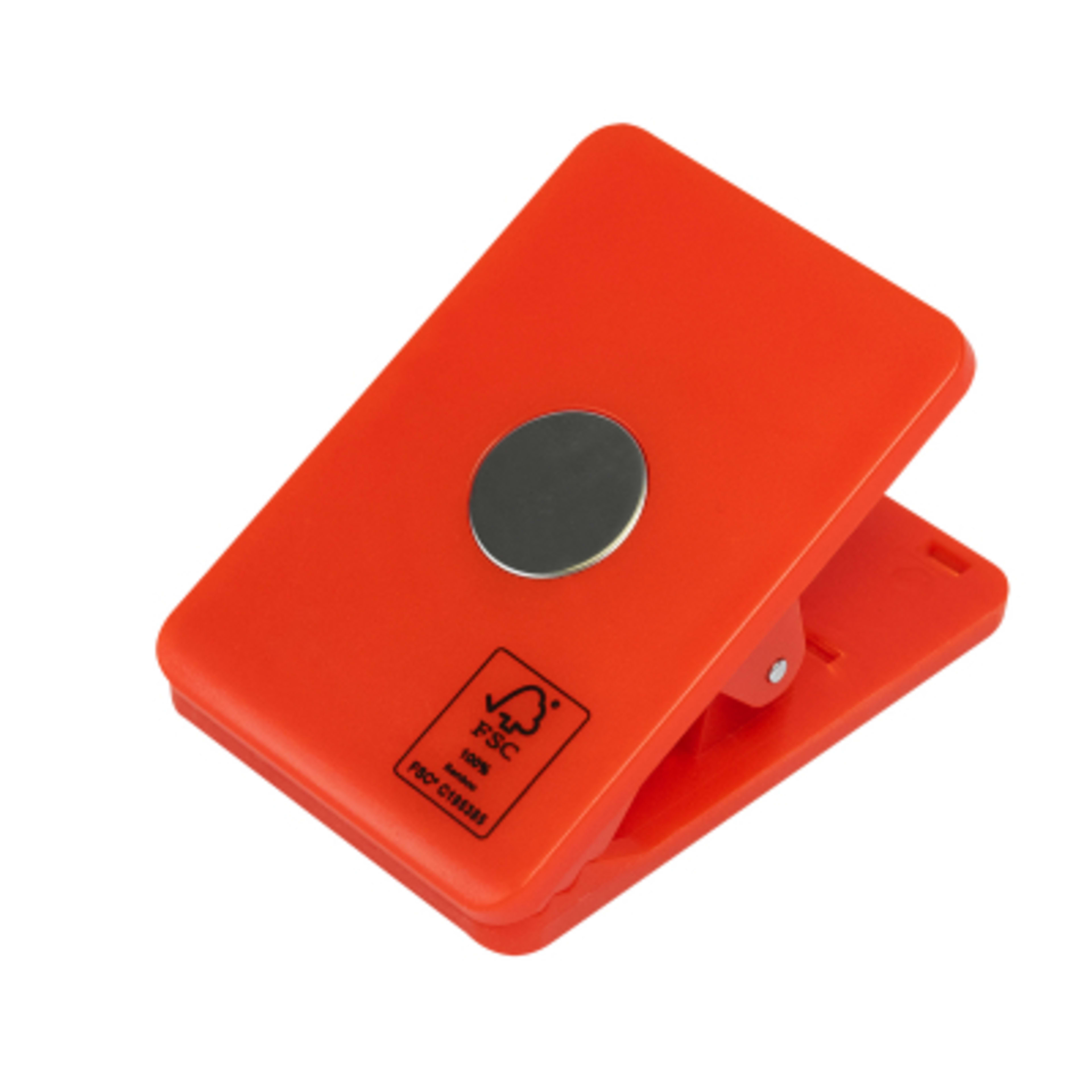 Magnetic Clip with Bamboo Accent - 2 x 2.75 in - Red - Back - product view 7