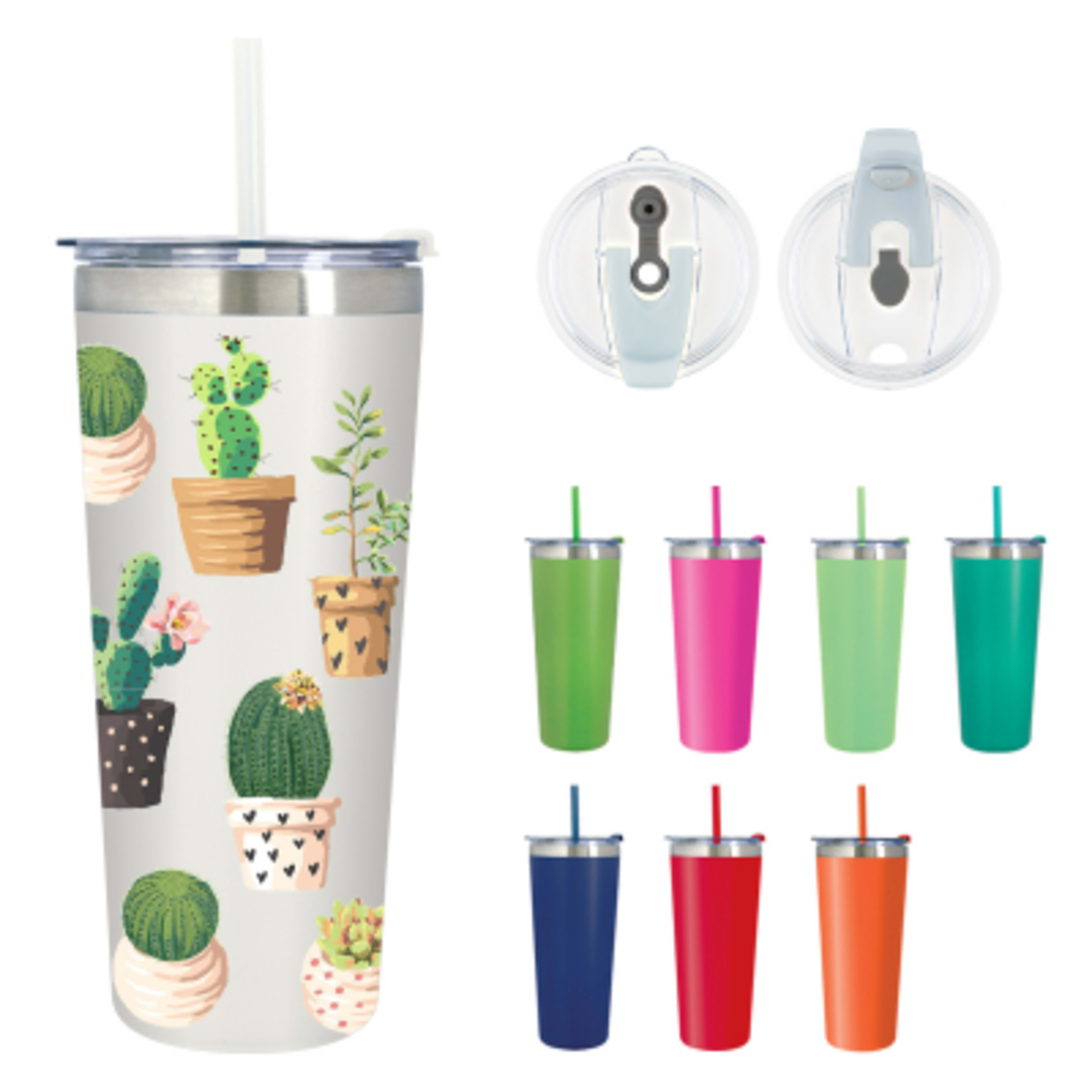 Insulated Tumbler with Flip Top Lid - 24 oz - Group Shot - product view 2