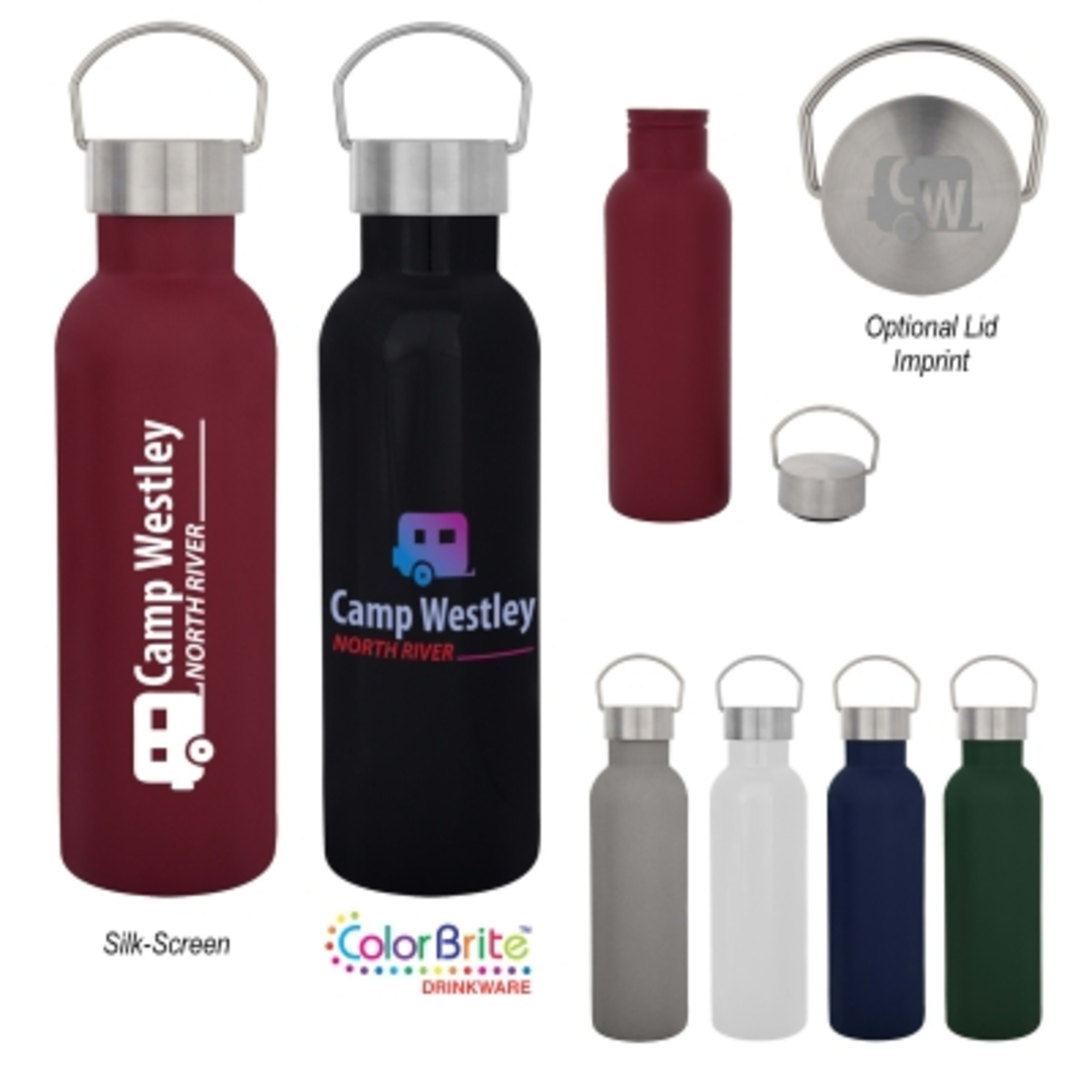 Water Bottle Recycled Stainless Steel Wide Mouth - 28 oz - Group Shot - product view 1