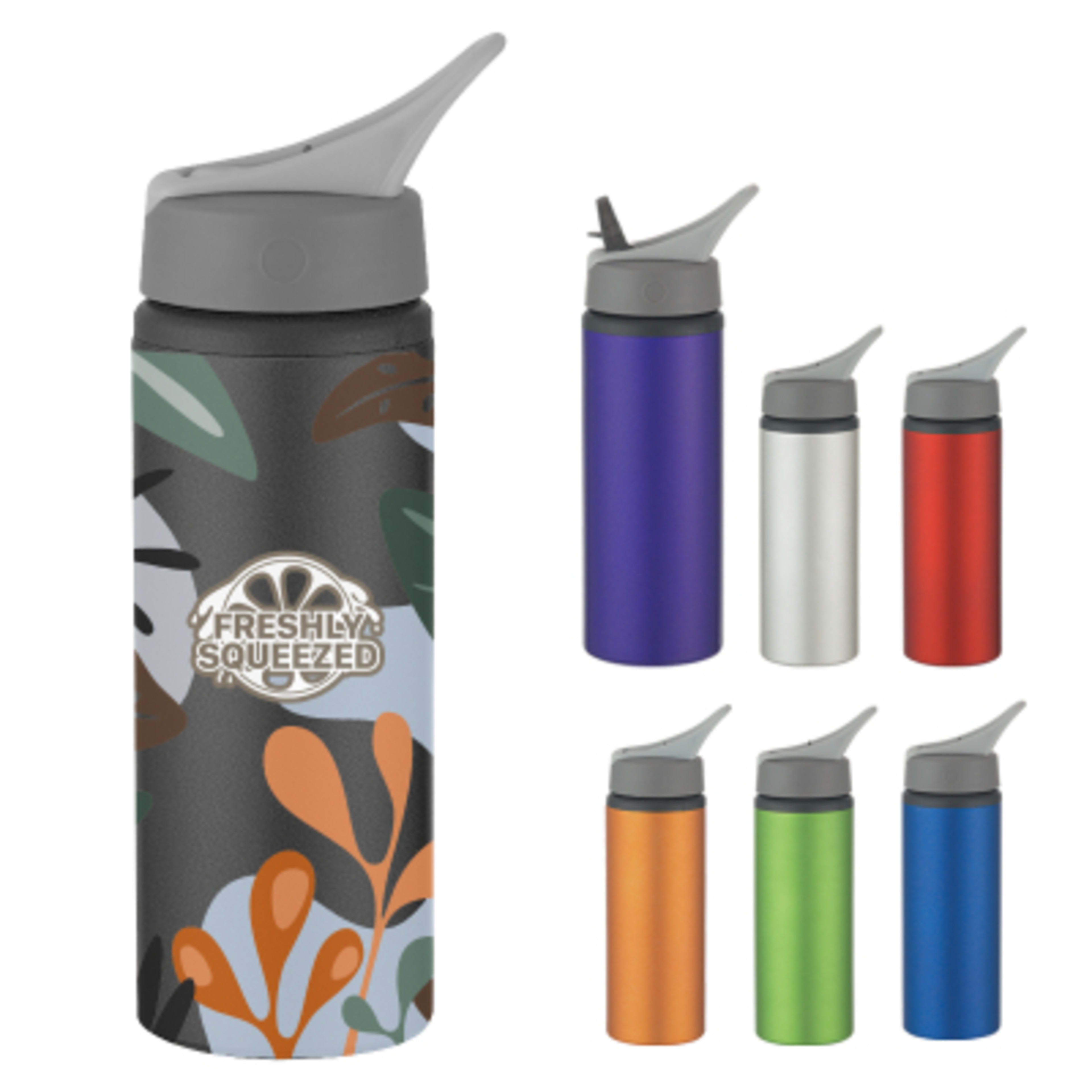 Aluminum Bike Bottle with Sip Top and Handle - 25 oz - Group Shot - promotional product with custom logo