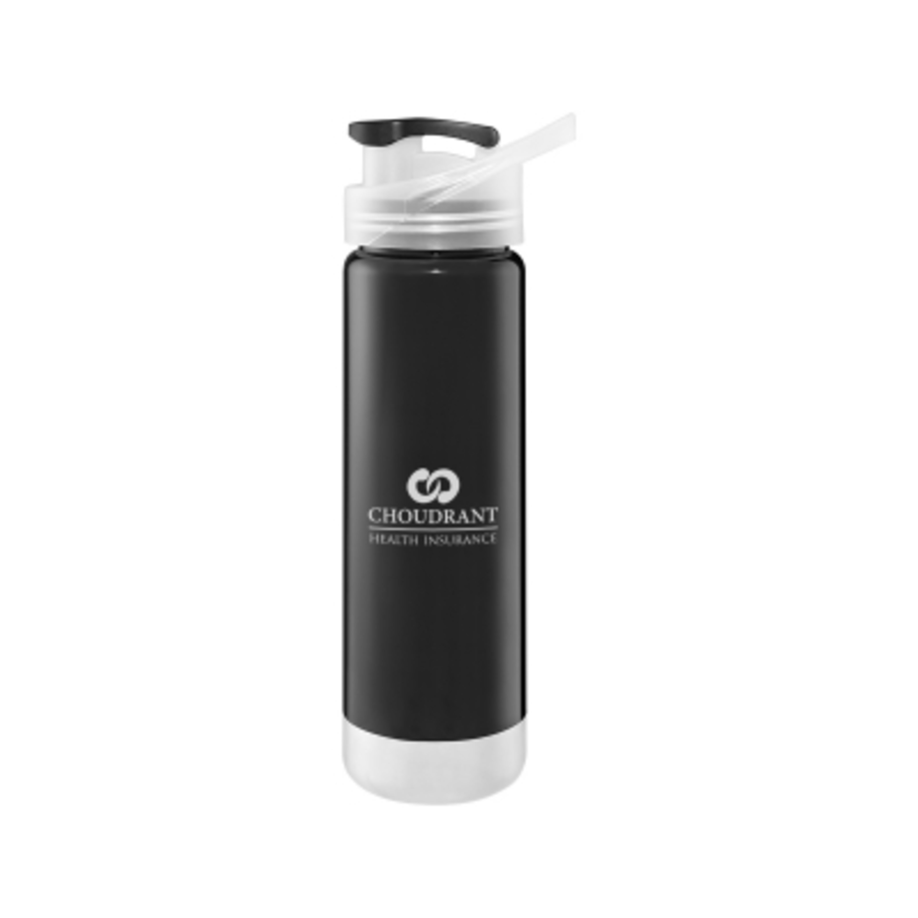 Water Bottle PET Material with Flip-Top Lid - 25 oz - Black - Silkscreen - product view 1