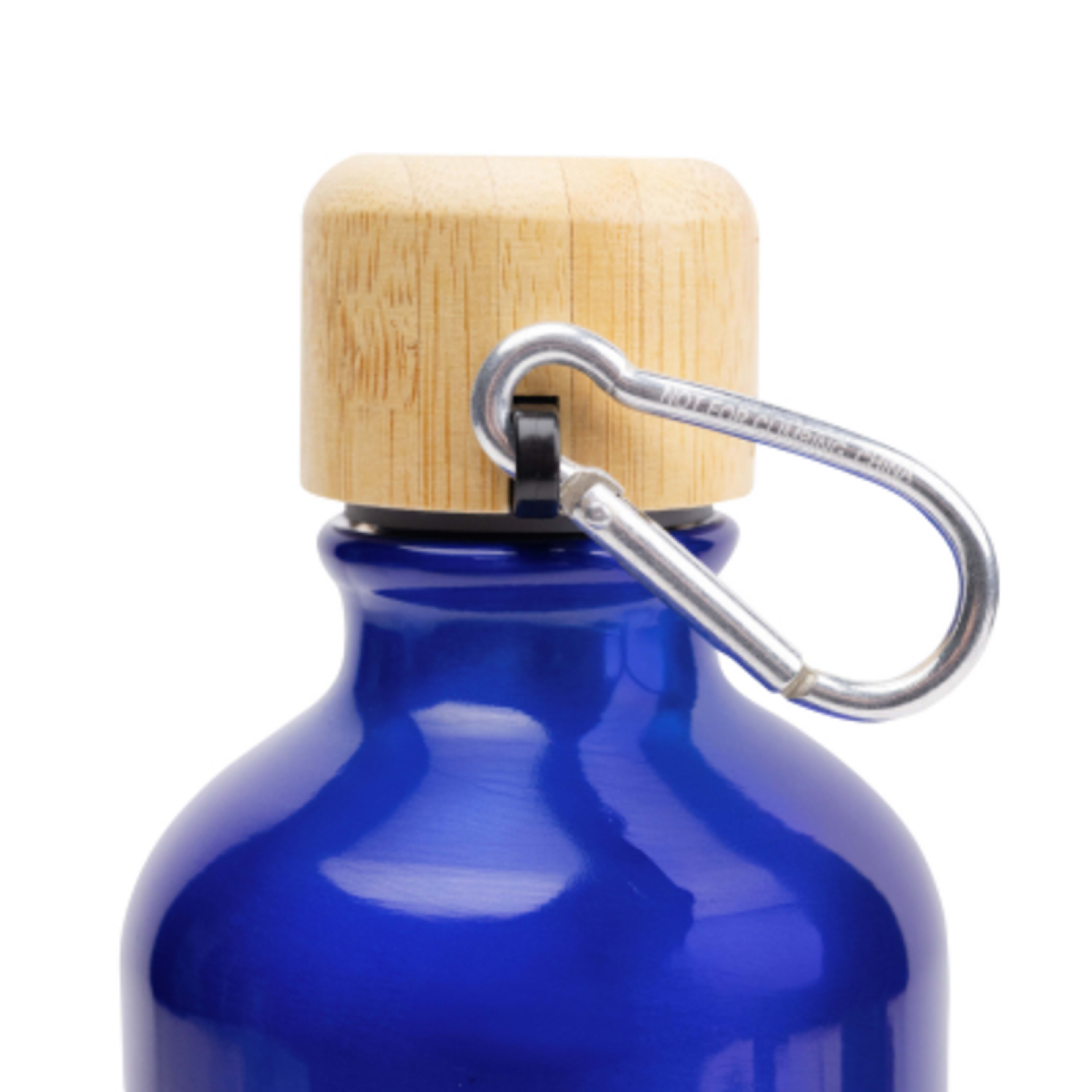 Water Bottle Aluminum Bamboo Lid Carabiner - 25 oz - MET/Blue - Carabiner - product view 2