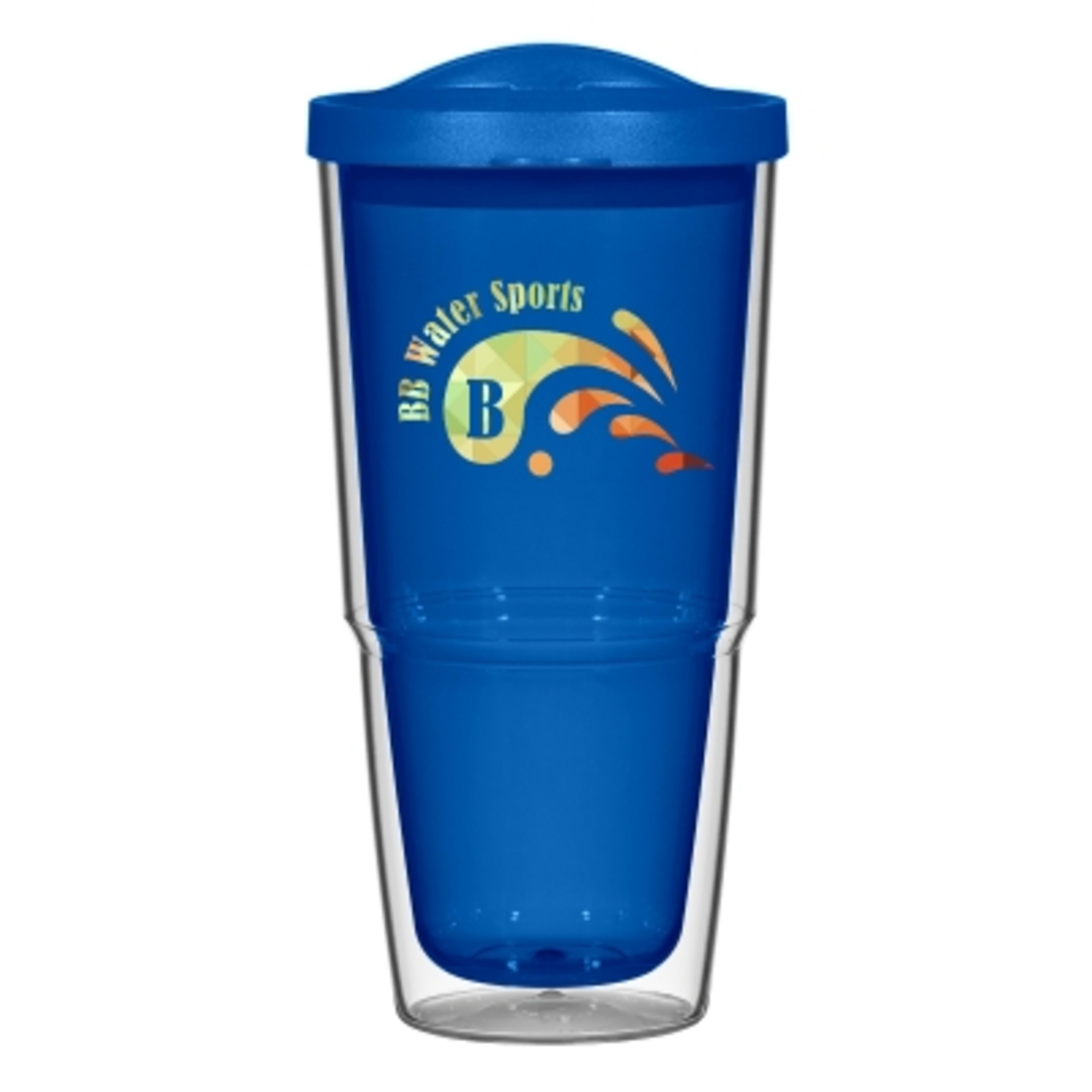 Insulated Tumbler Double Wall with Thumb-Slide Lid - 24 oz - Clear/BLD - Colorbritedrinkware - product view 2