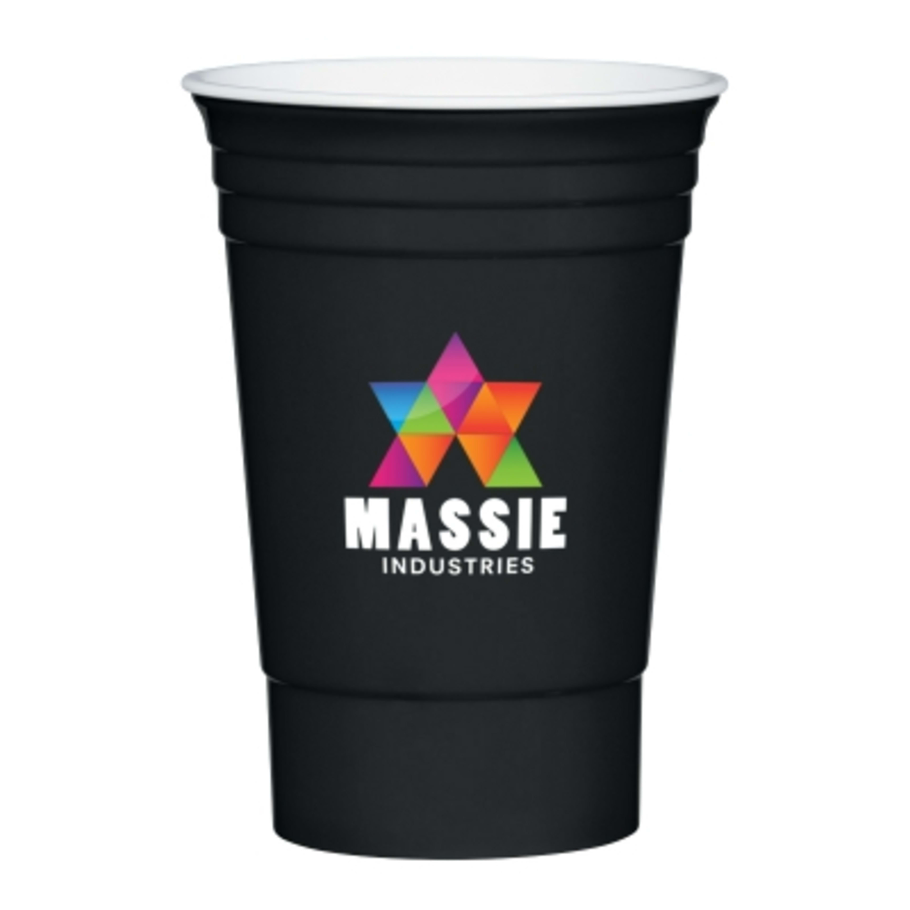 Party Cup Double Wall Insulated Reusable - 16 oz - Black/White - Colorbritedrinkware - product view 2