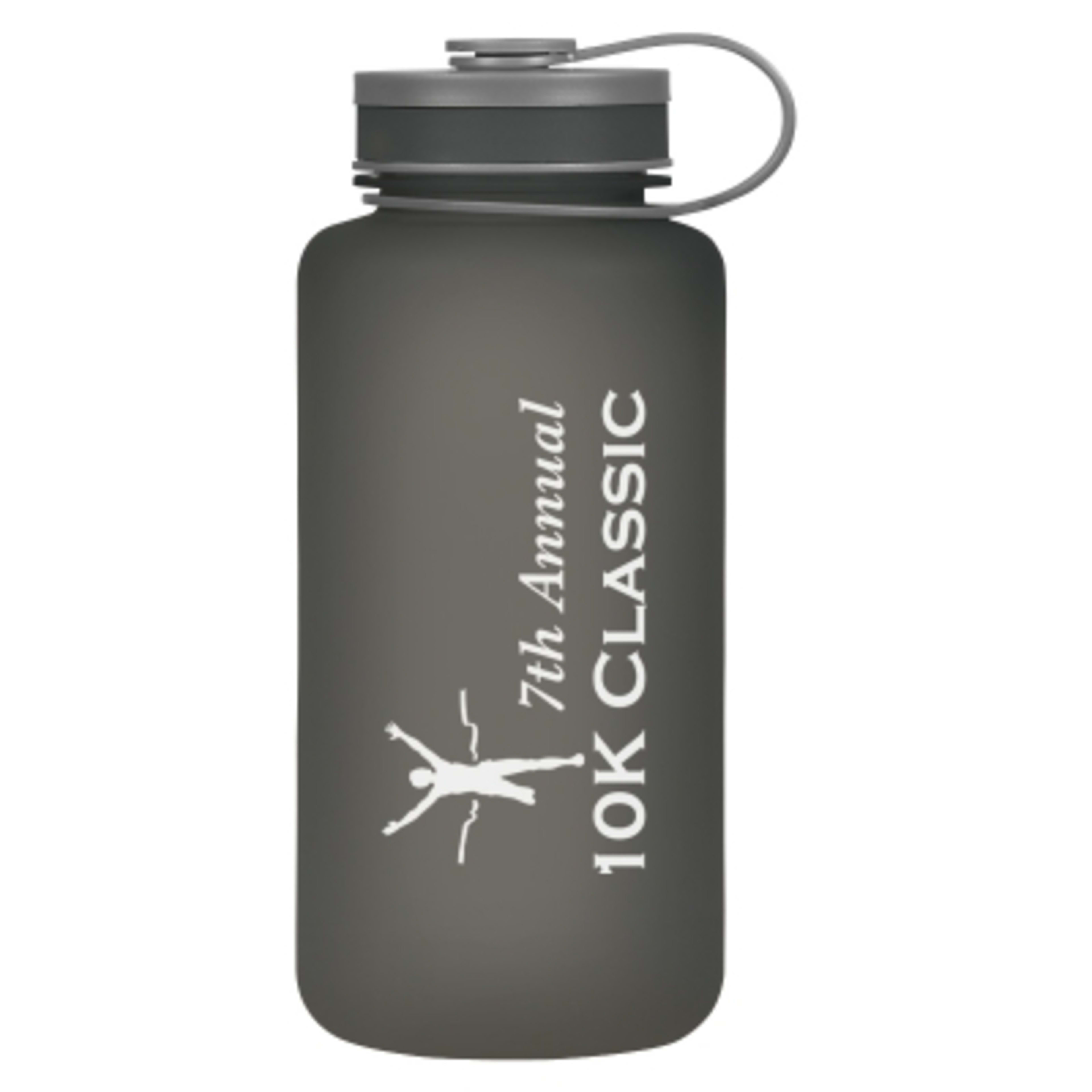 Sports Bottle Wide Mouth Rubberized Finish - 32 oz - Black - Vertical Silkscreen - promotional product with custom logo