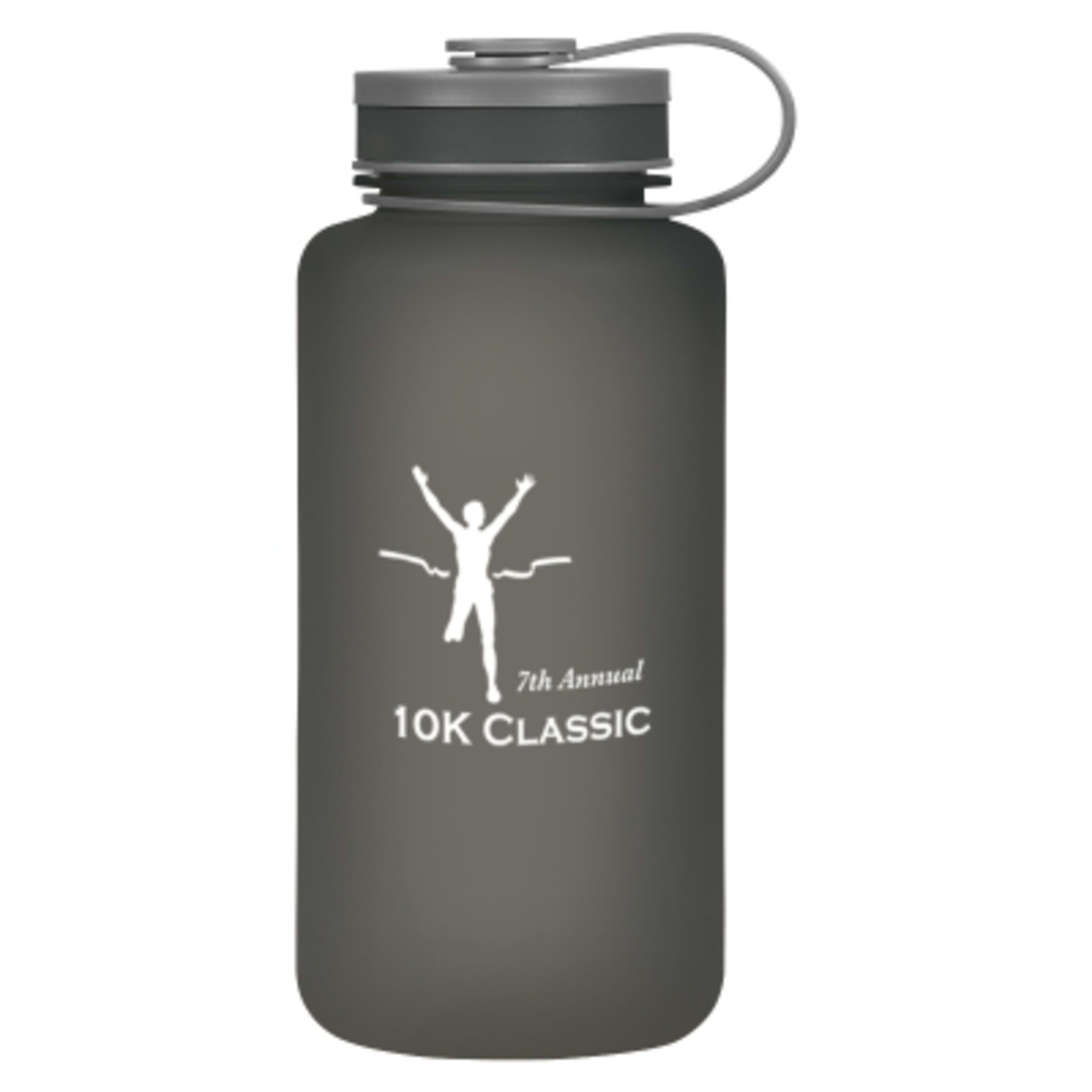 Sports Bottle Wide Mouth Rubberized Finish - 32 oz - Black - Horizontal Silkscreen - product view 2