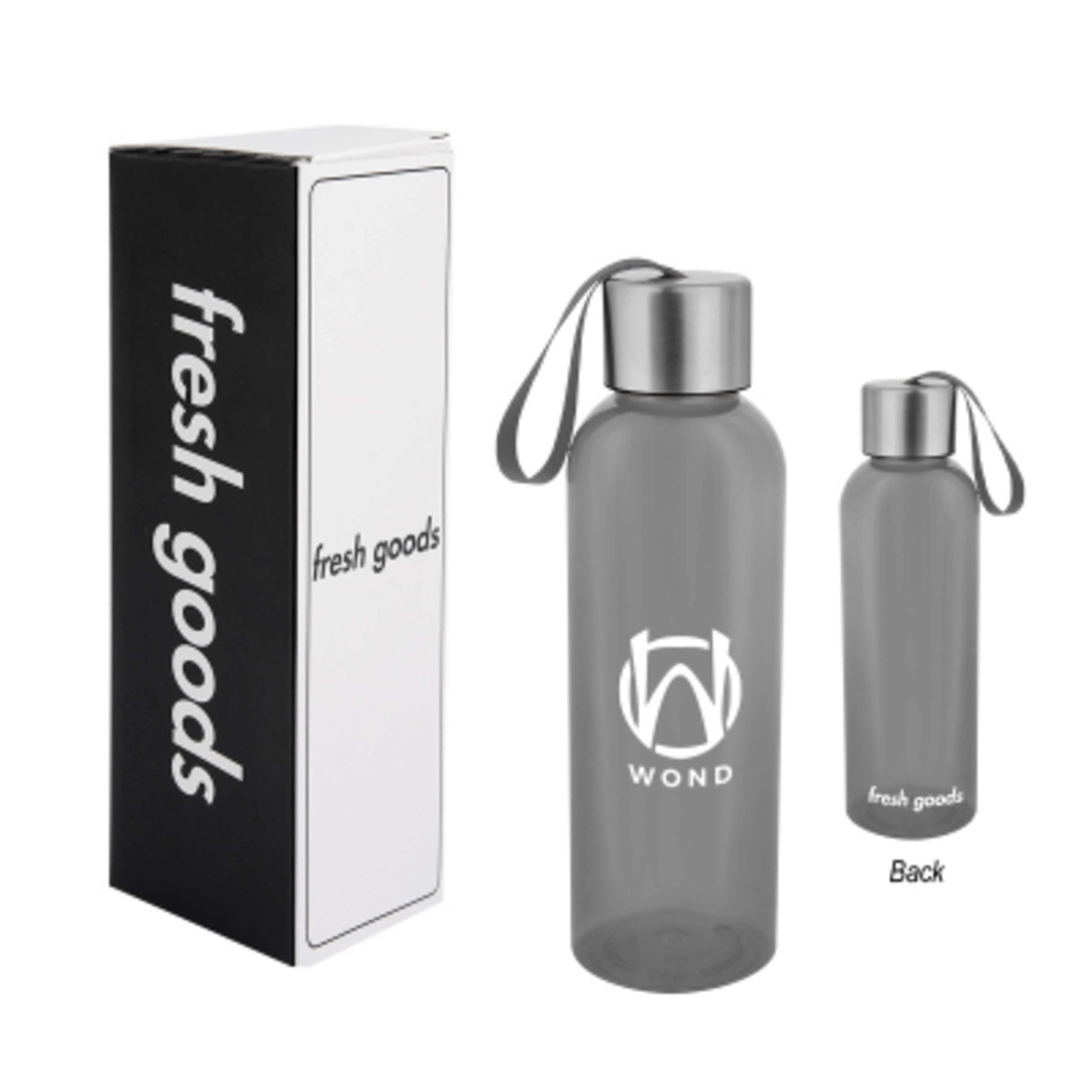 Water Bottle Recycled Plastic Sport Style - 20 oz - TRN/Charcoal - Silkscreen - product view 4