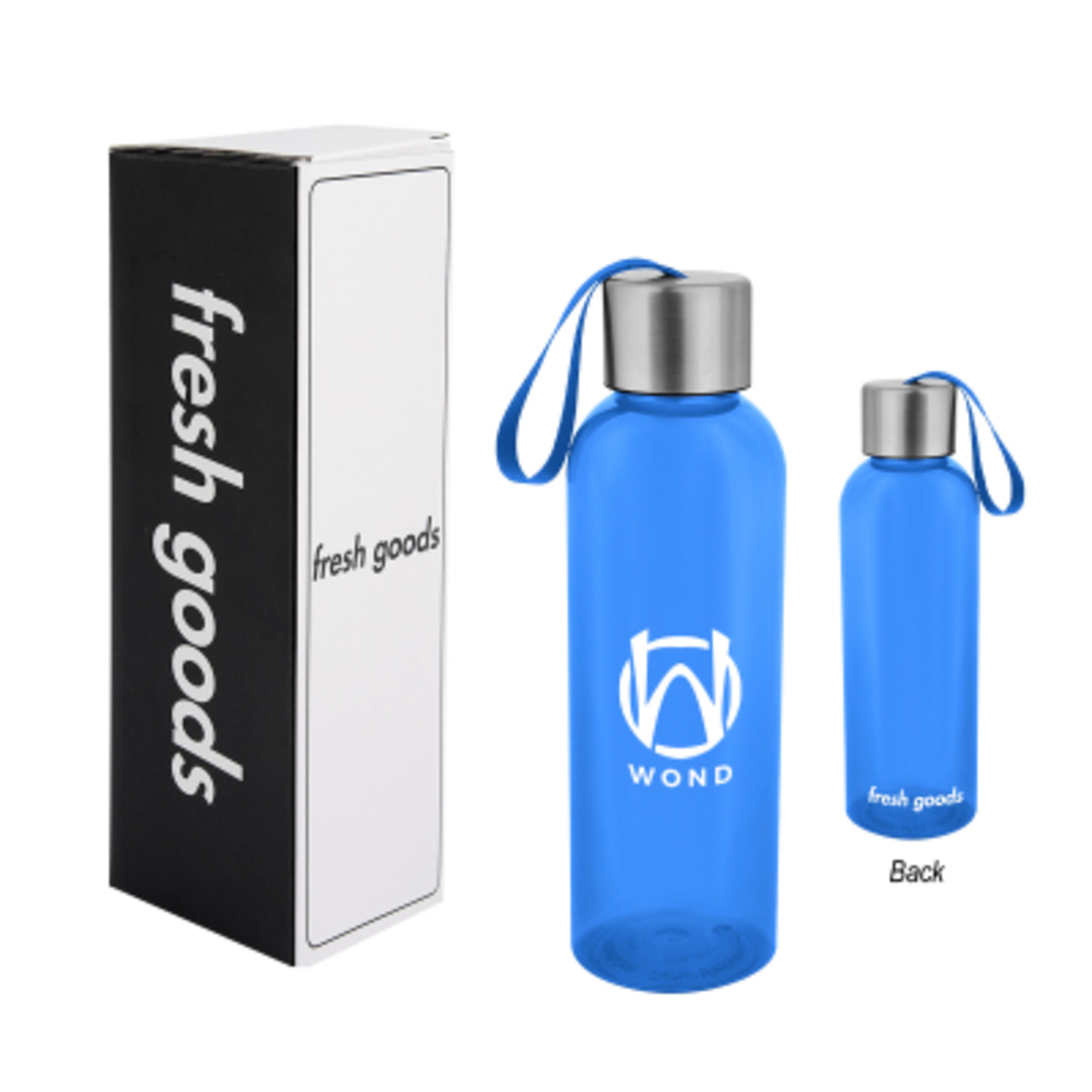 Water Bottle Recycled Plastic Sport Style - 20 oz - TRN/Blue - Silkscreen - product view 5