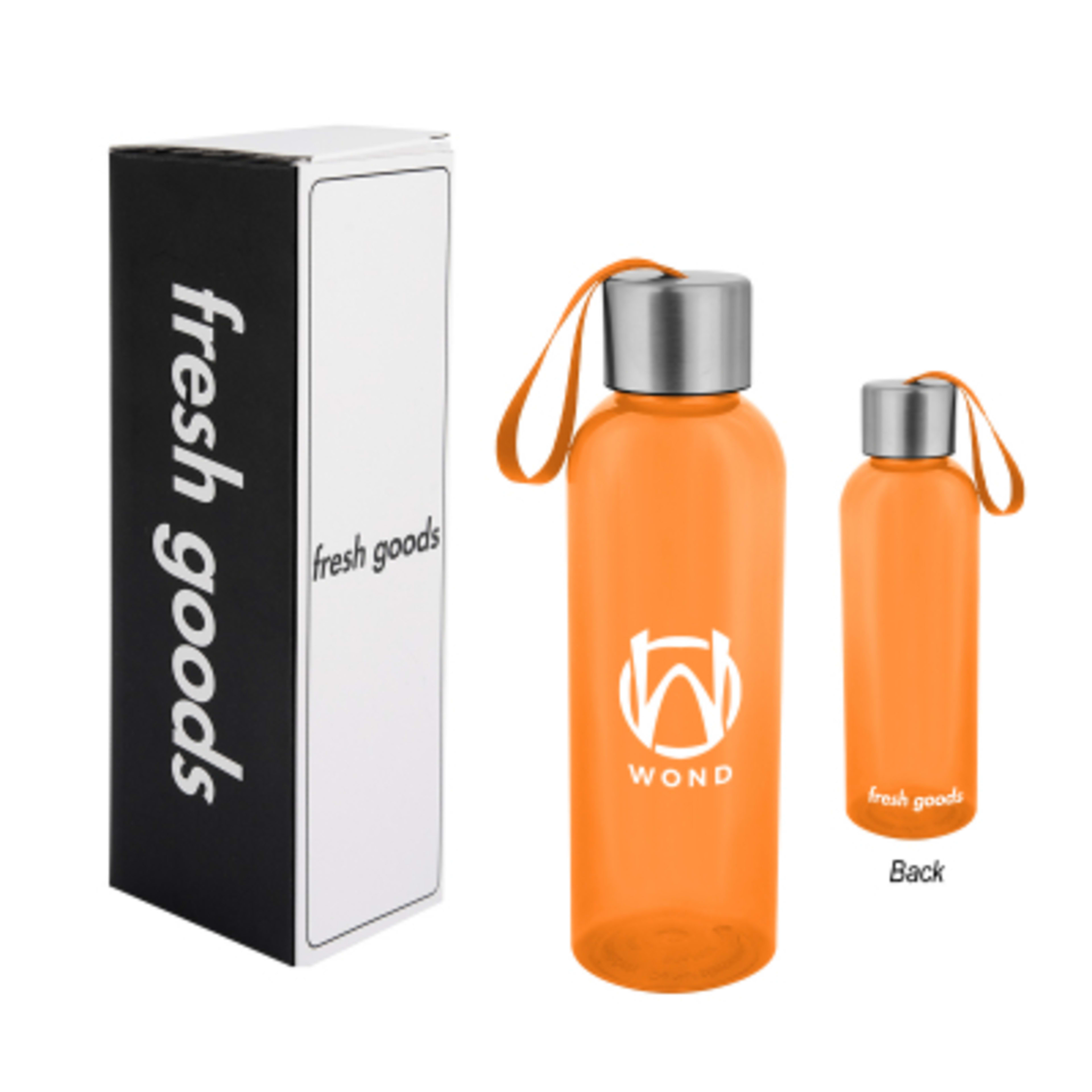 Water Bottle Recycled Plastic Sport Style - 20 oz - TRN/ORN - Silkscreen - product view 7
