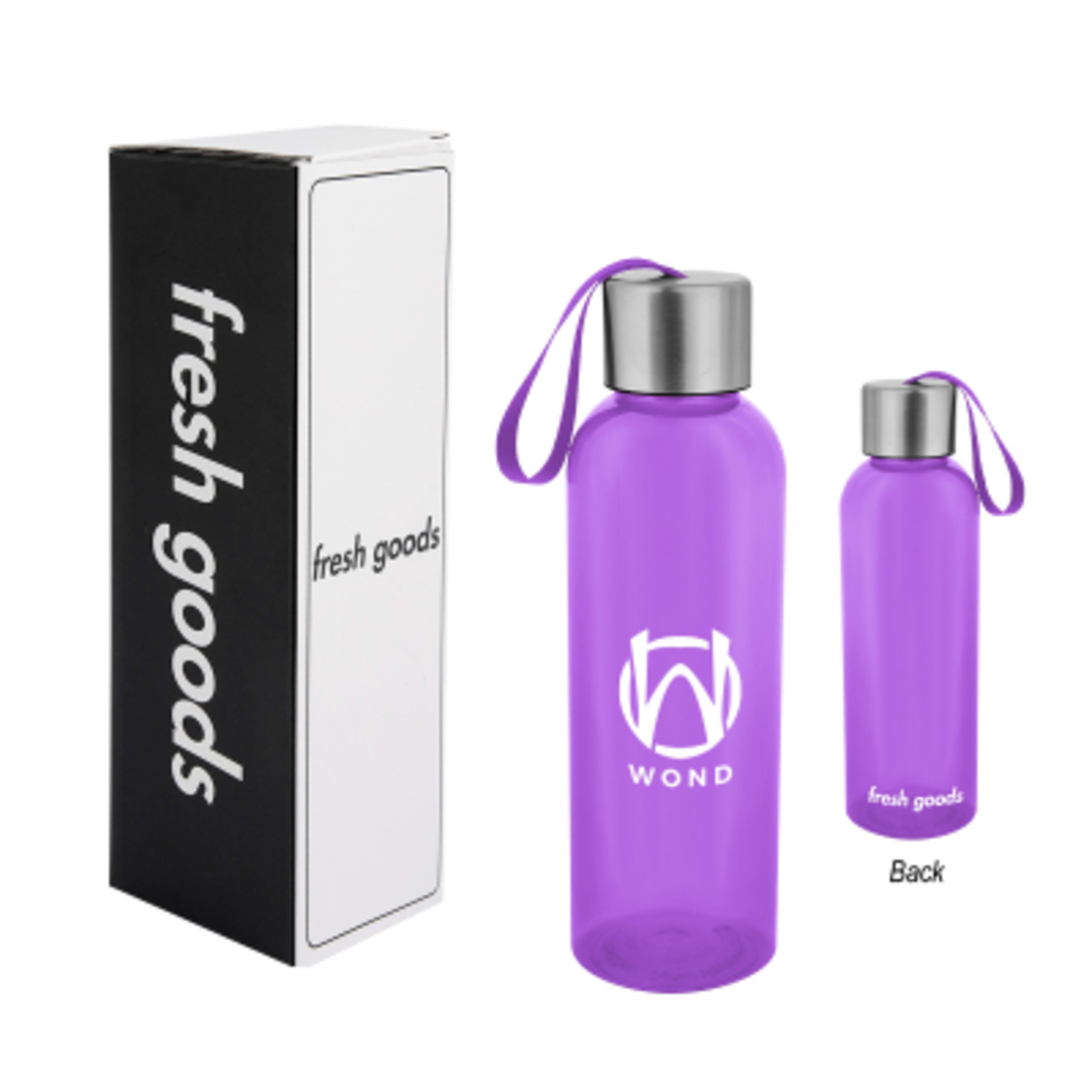 Water Bottle Recycled Plastic Sport Style - 20 oz - TRN/Purple - Silkscreen - product view 8