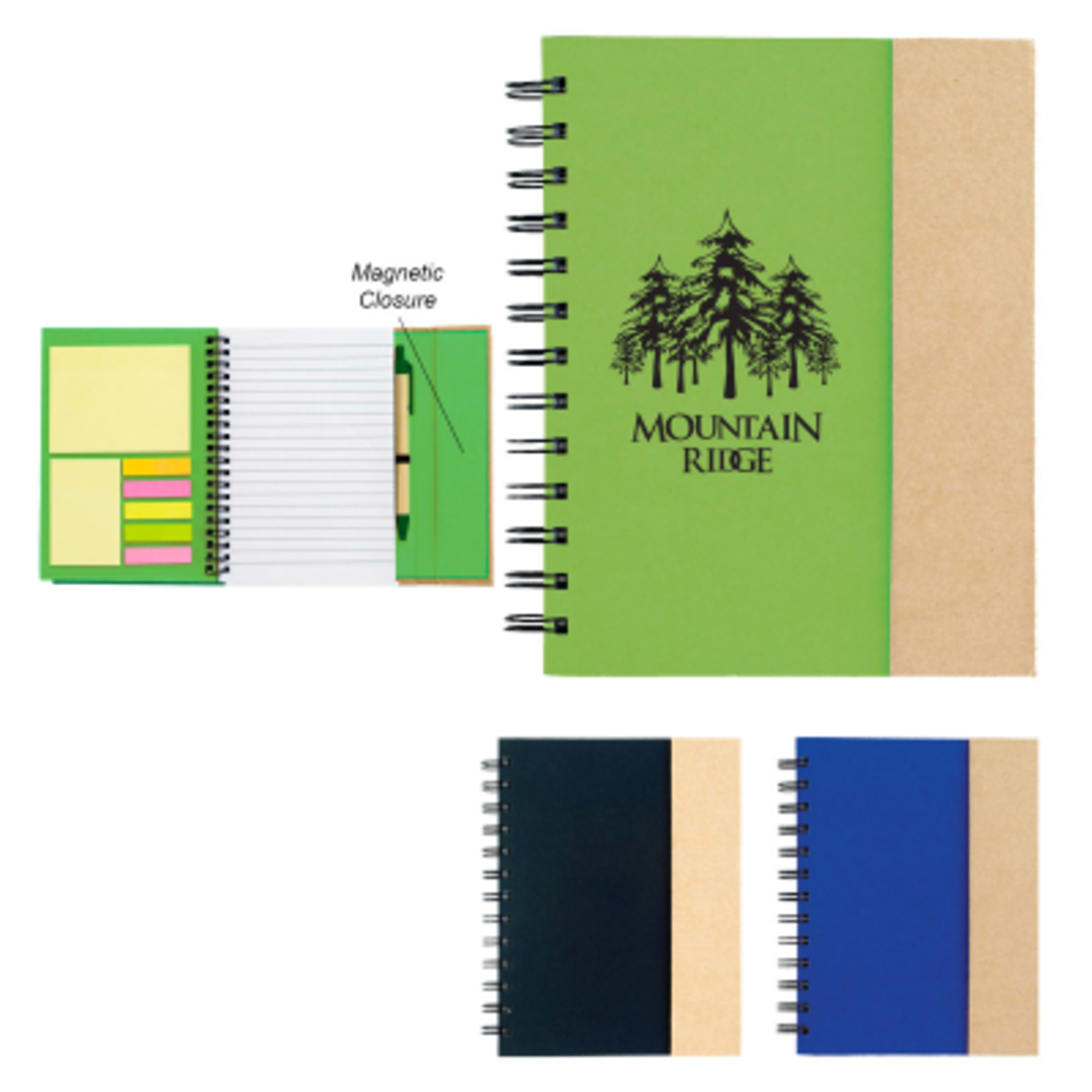 Spiral Notebook with Sticky Notes and Pen - 6 x 7 in - Group Shot - product view 4