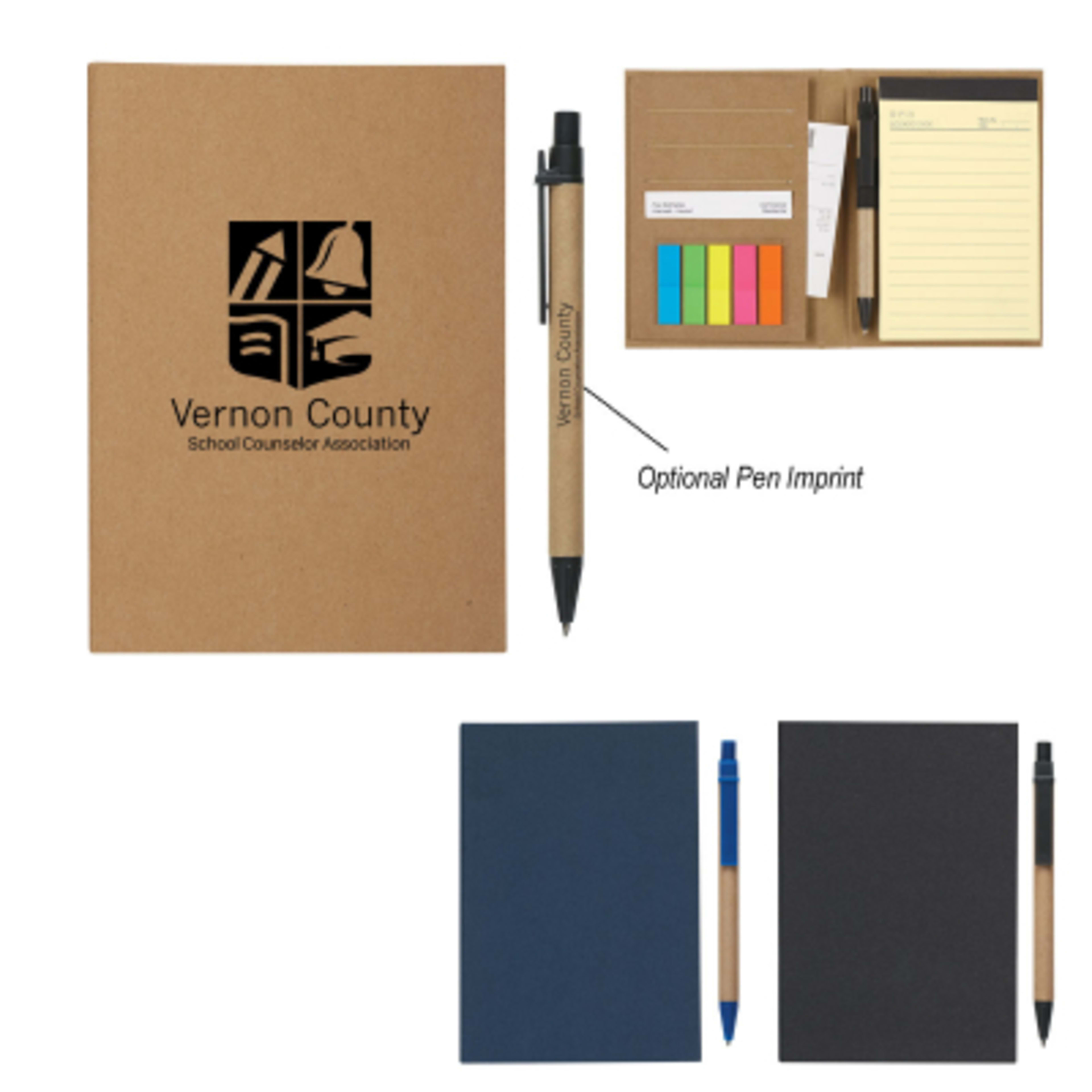 Notebook Meeting Organizer with Pen and Pockets - 4.4 x 6.25 in - Group Shot - product view 2