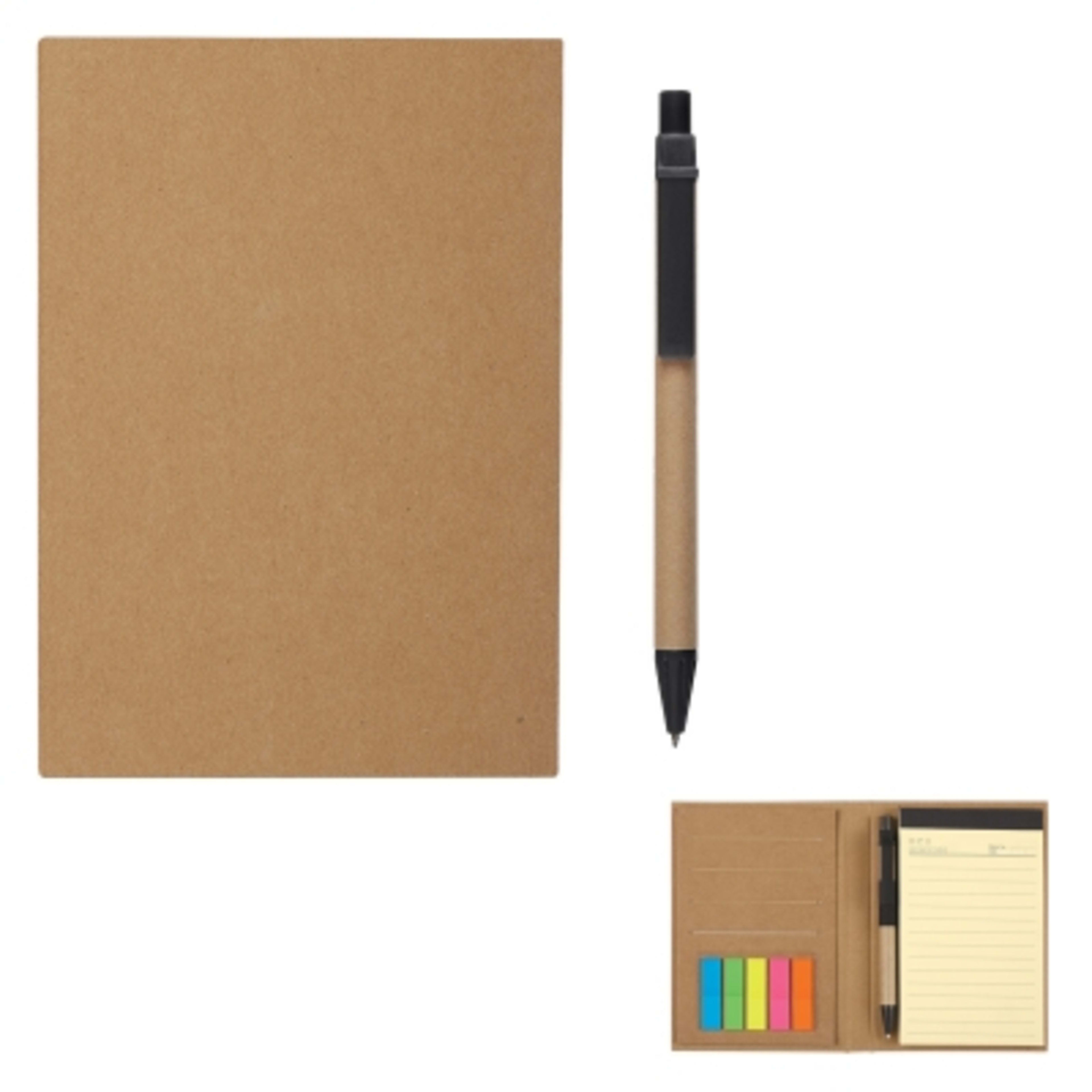 Notebook Meeting Organizer with Pen and Pockets - 4.4 x 6.25 in - NAT - Open - product view 3