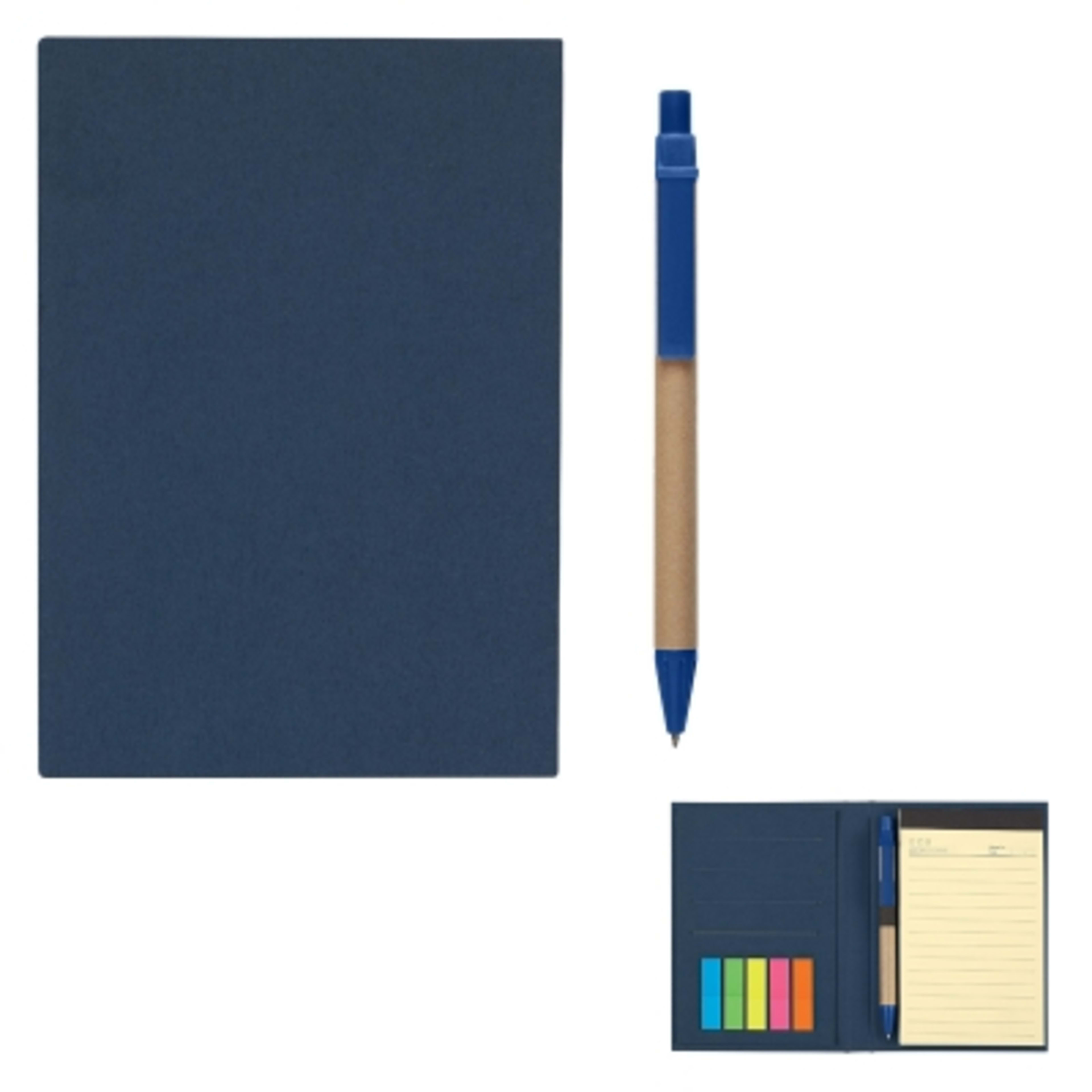 Notebook Meeting Organizer with Pen and Pockets - 4.4 x 6.25 in - Blue - Open - product view 4
