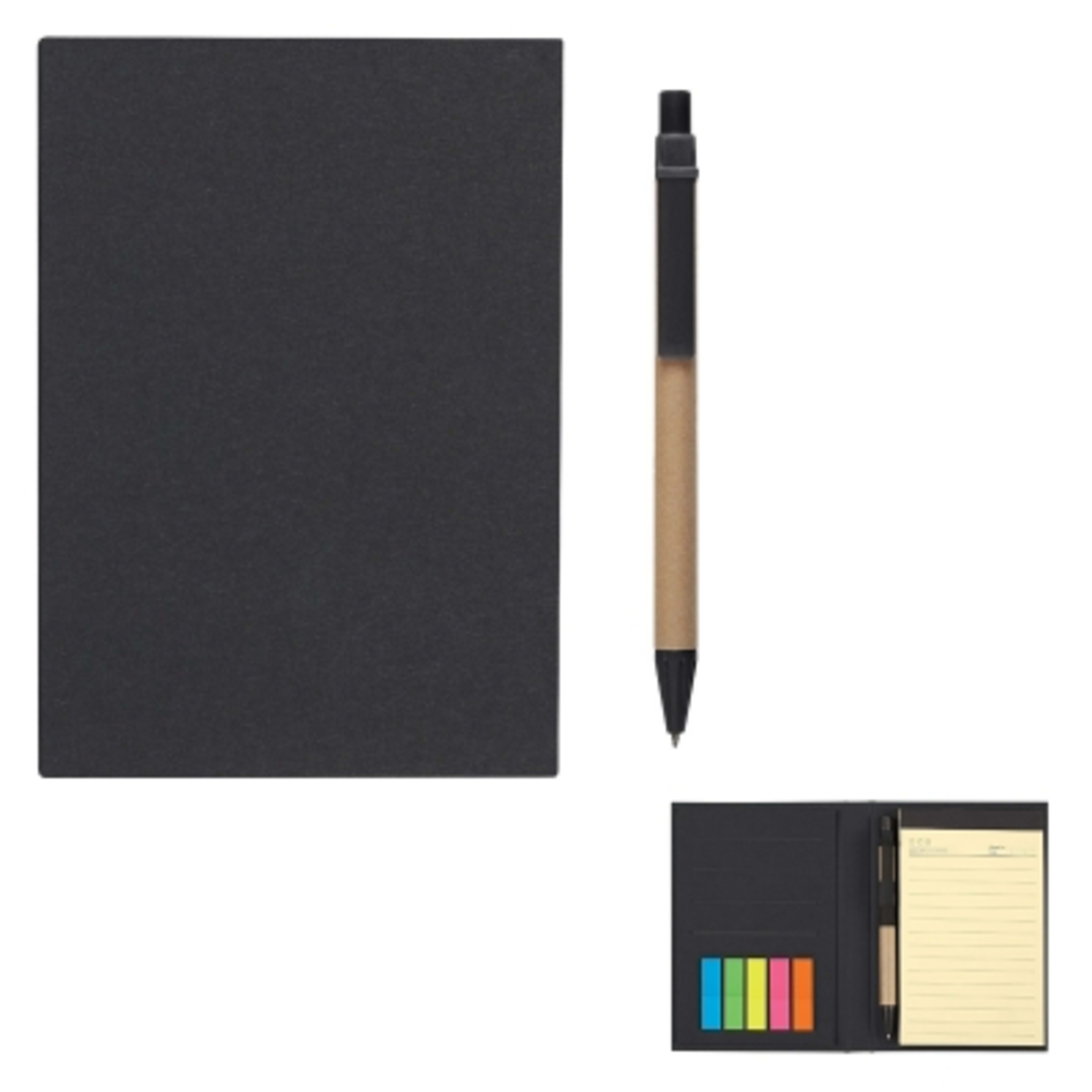Notebook Meeting Organizer with Pen and Pockets - 4.4 x 6.25 in - Black - Open - product view 5