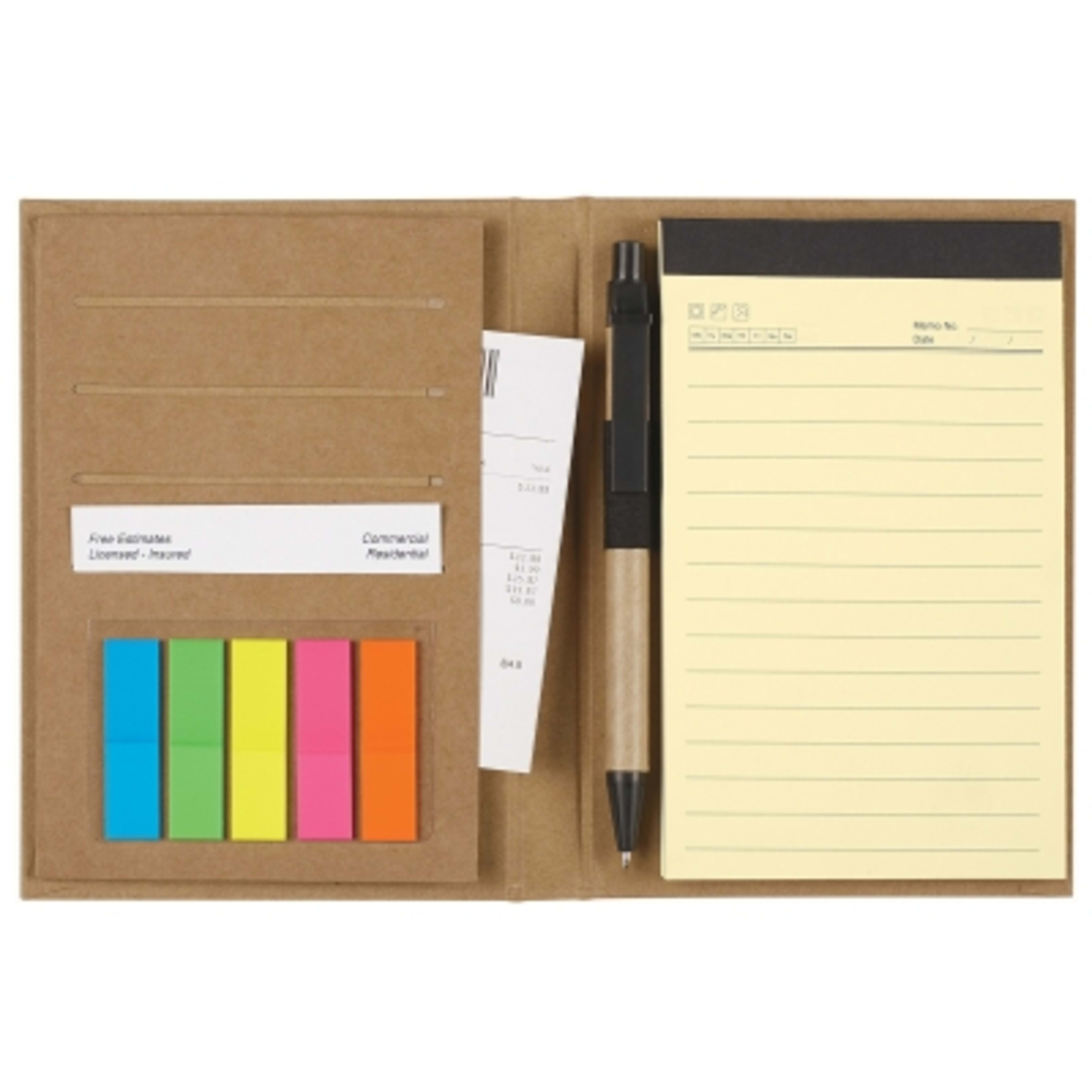 Notebook Meeting Organizer with Pen and Pockets - 4.4 x 6.25 in - NAT - Propped - product view 6