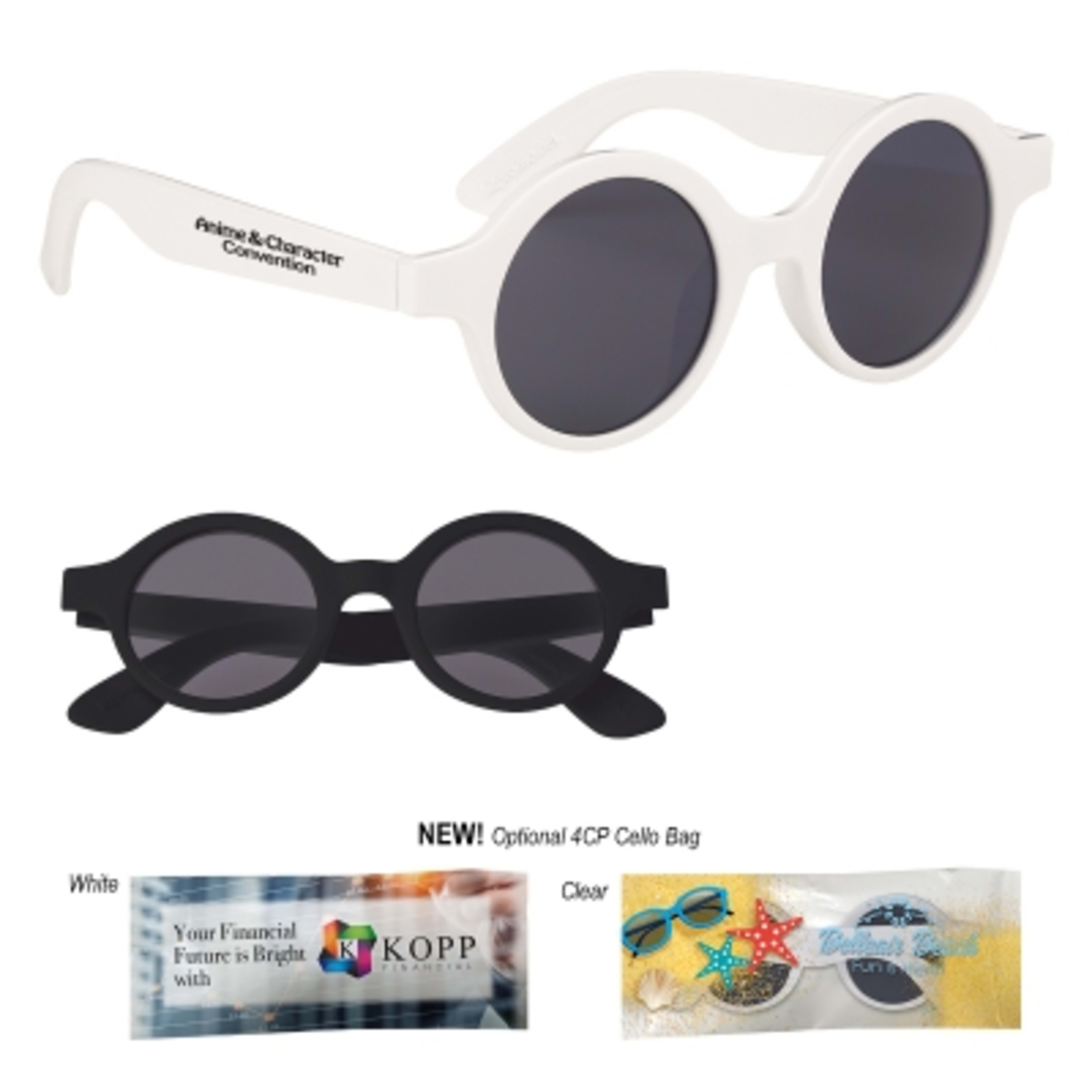 Round Sunglasses with UV400 Protection ABS Frame - Group Shot - product view 3