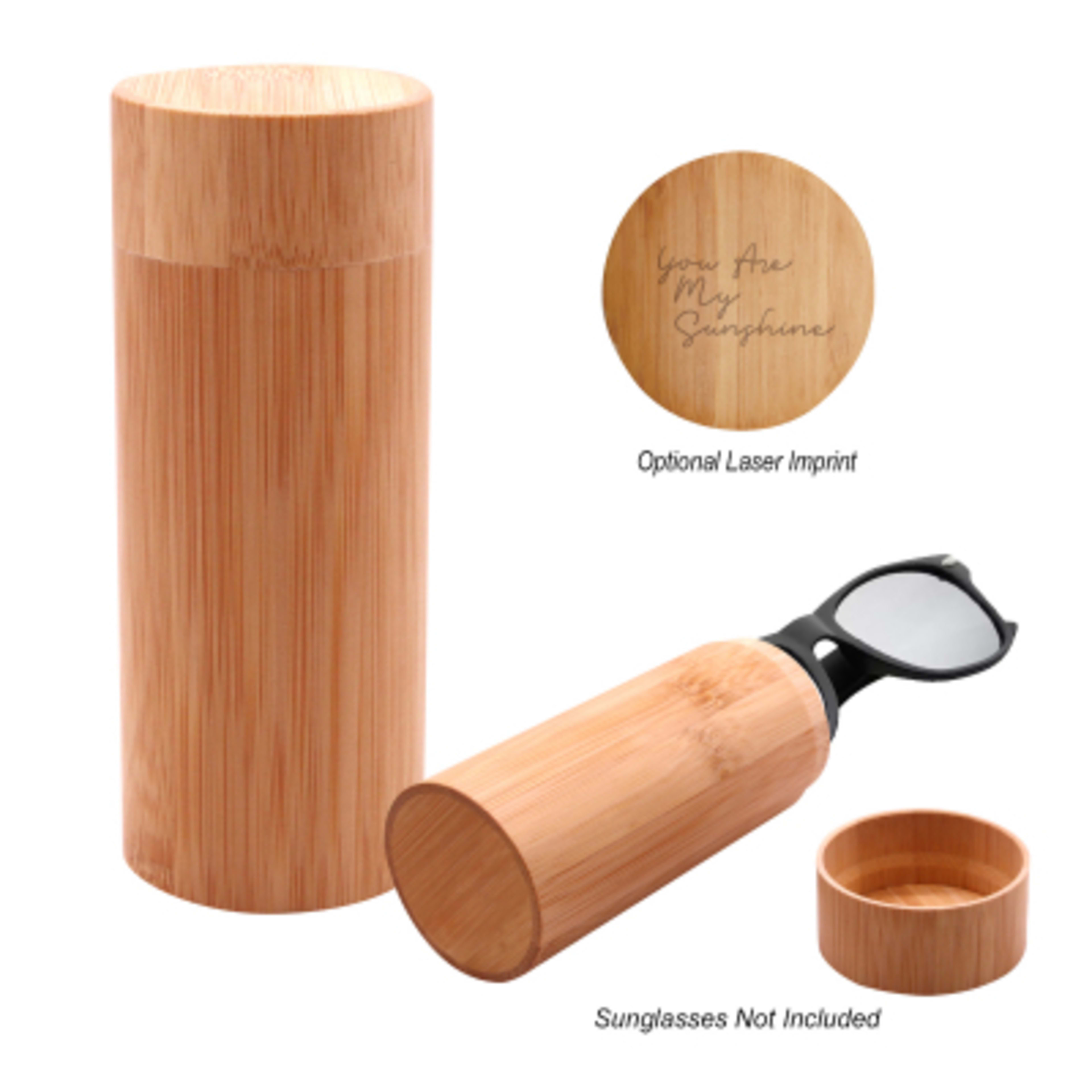 Bamboo Sunglass Case Biodegradable - 2.5 x 6.2 in - BAM/BOO - Optional Lid Laser - product view 2