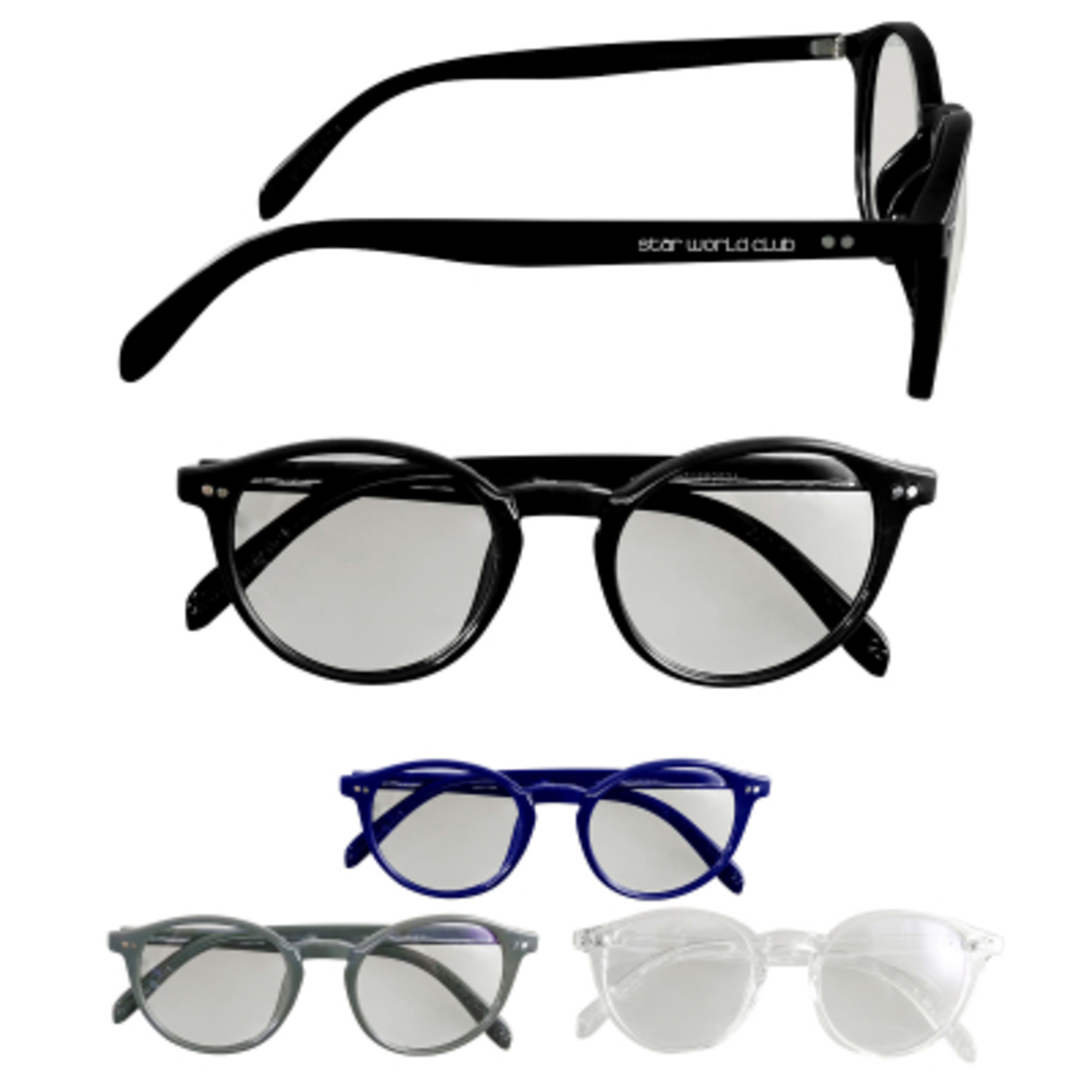 Round Blue Light Blocking Glasses ABS Frame - Group Shot - product view 2